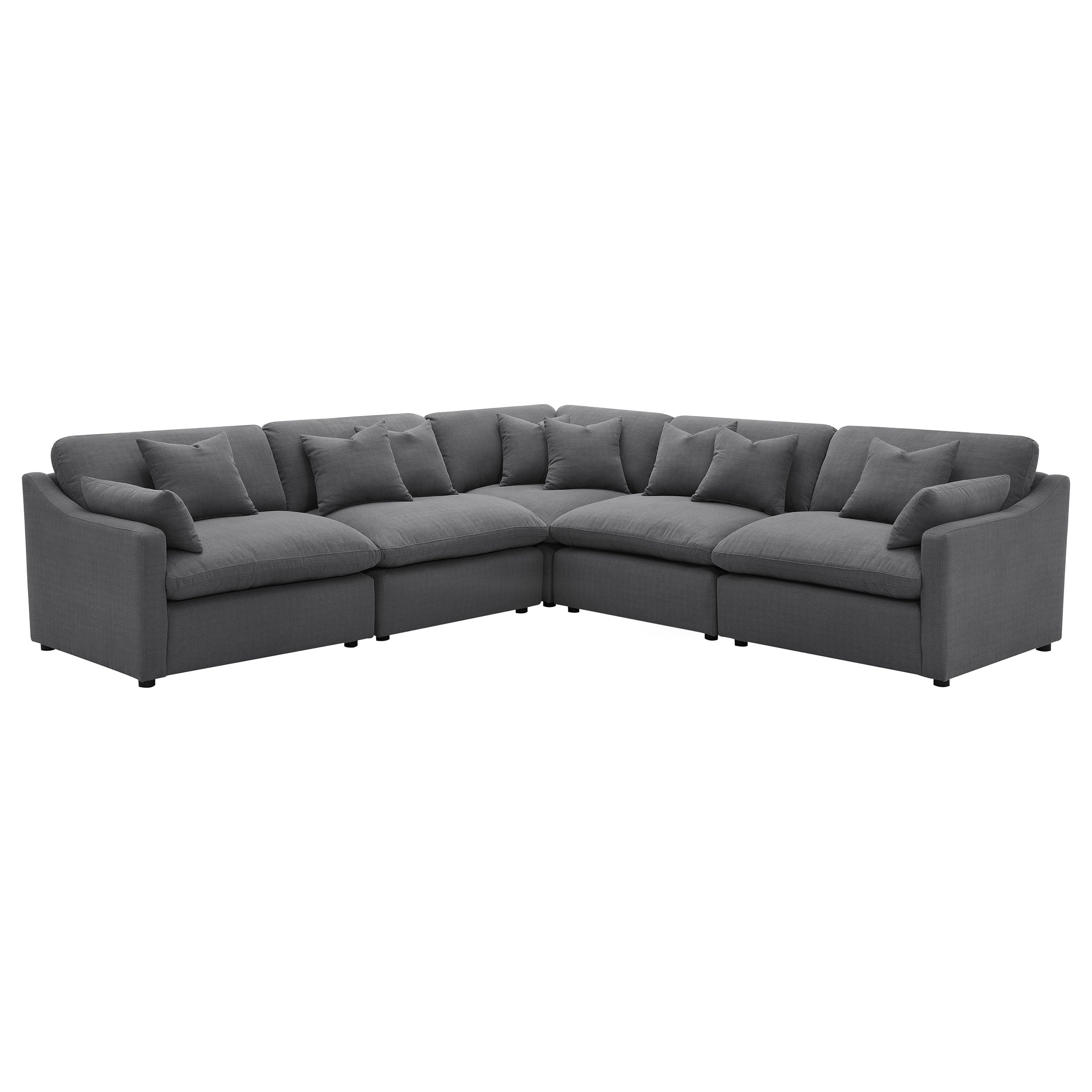 Hobson 5-piece Upholstered Modular Sectional Sofa Charcoal — view 2