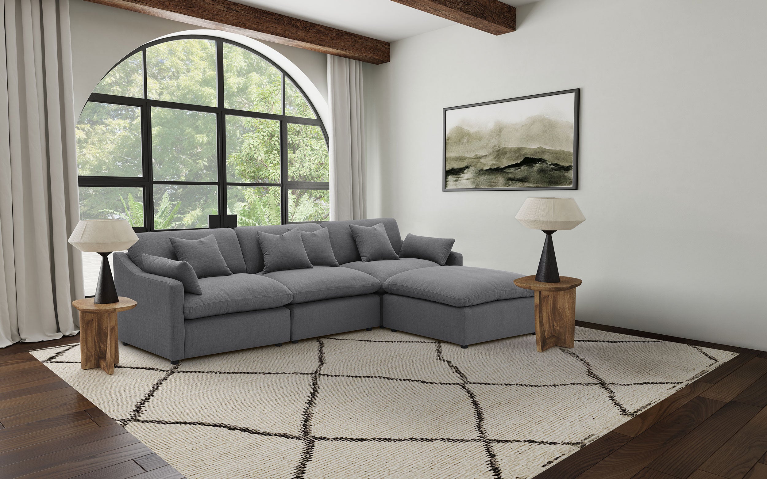 Hobson 4-piece Upholstered Modular Sectional Sofa Charcoal — view 1
