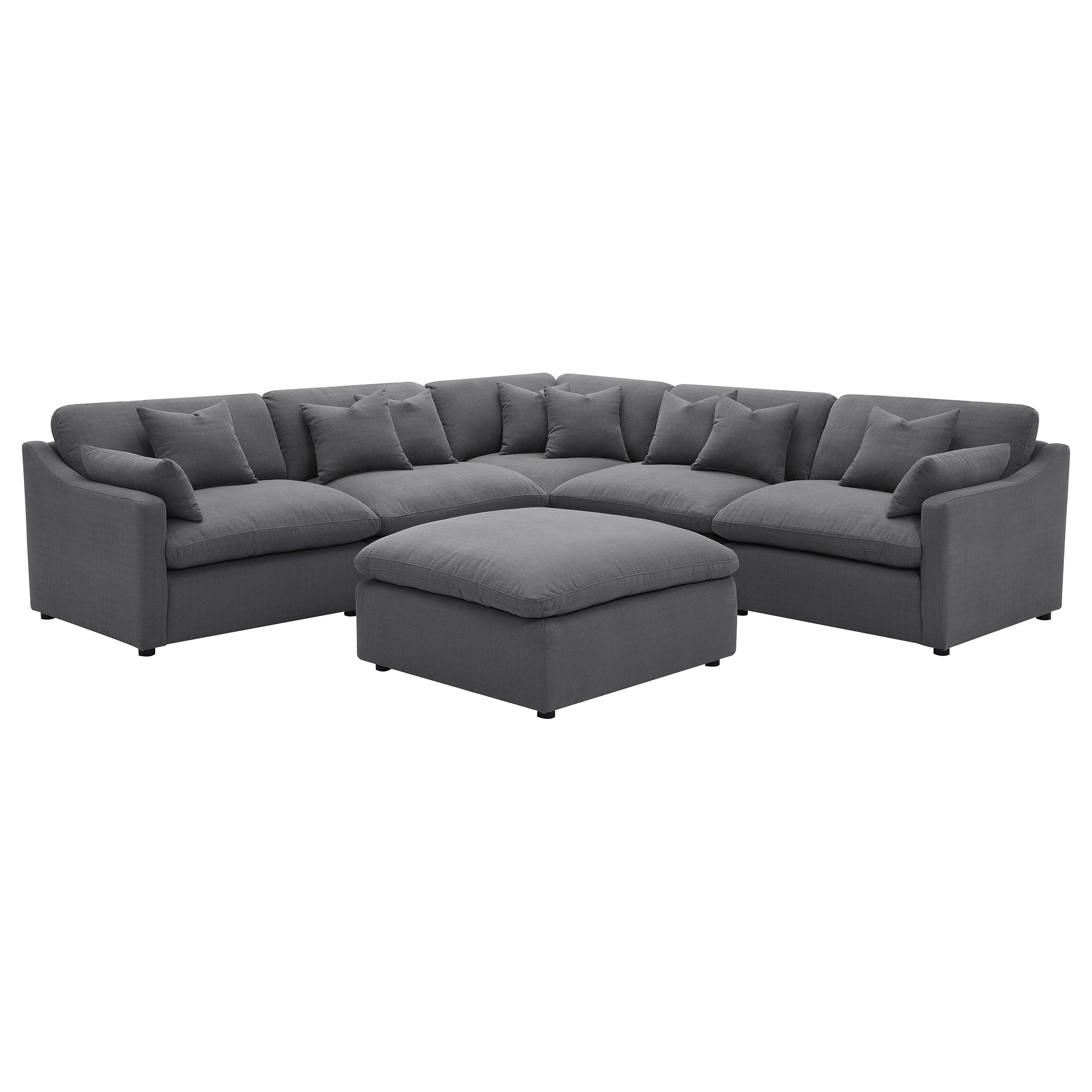 Hobson 6-piece Upholstered Modular Sectional Sofa Charcoal — view 2