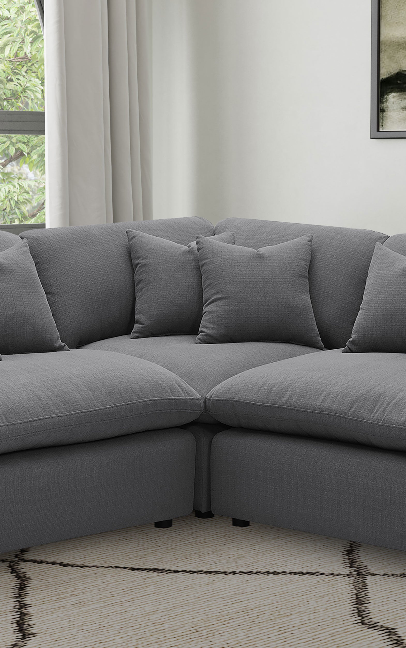 Hobson Upholstered Corner Charcoal — view 2