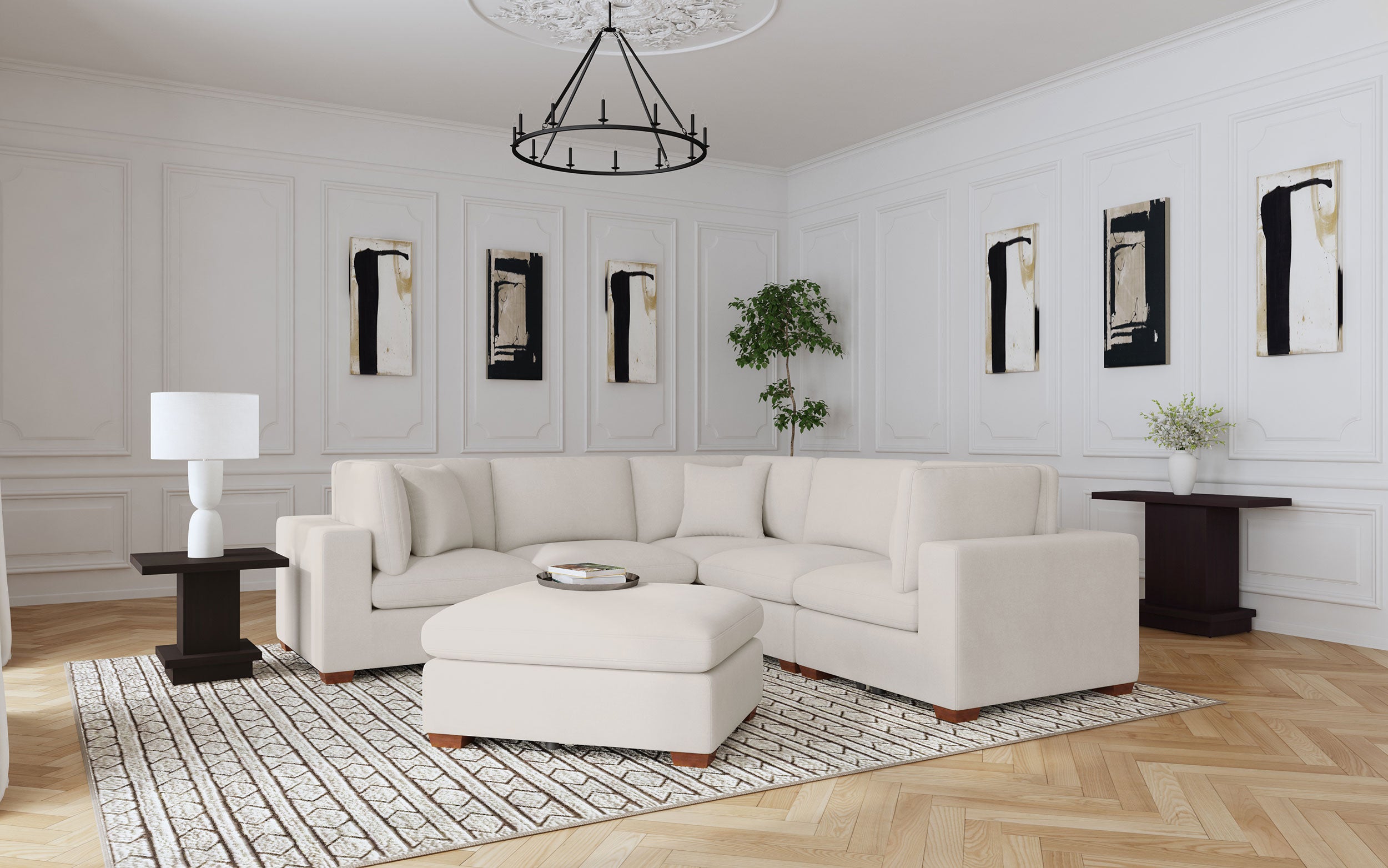 Lakeview 6-piece Upholstered Modular Sectional Sofa Ivory — view 1