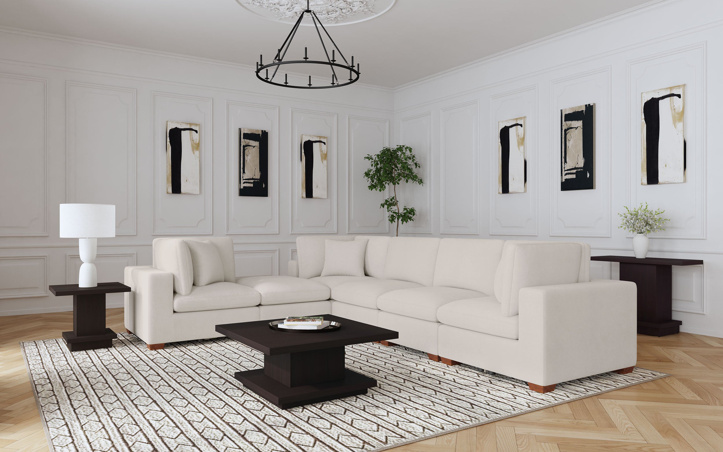 Lakeview 6-piece Upholstered Modular Sectional Sofa Ivory — view 2