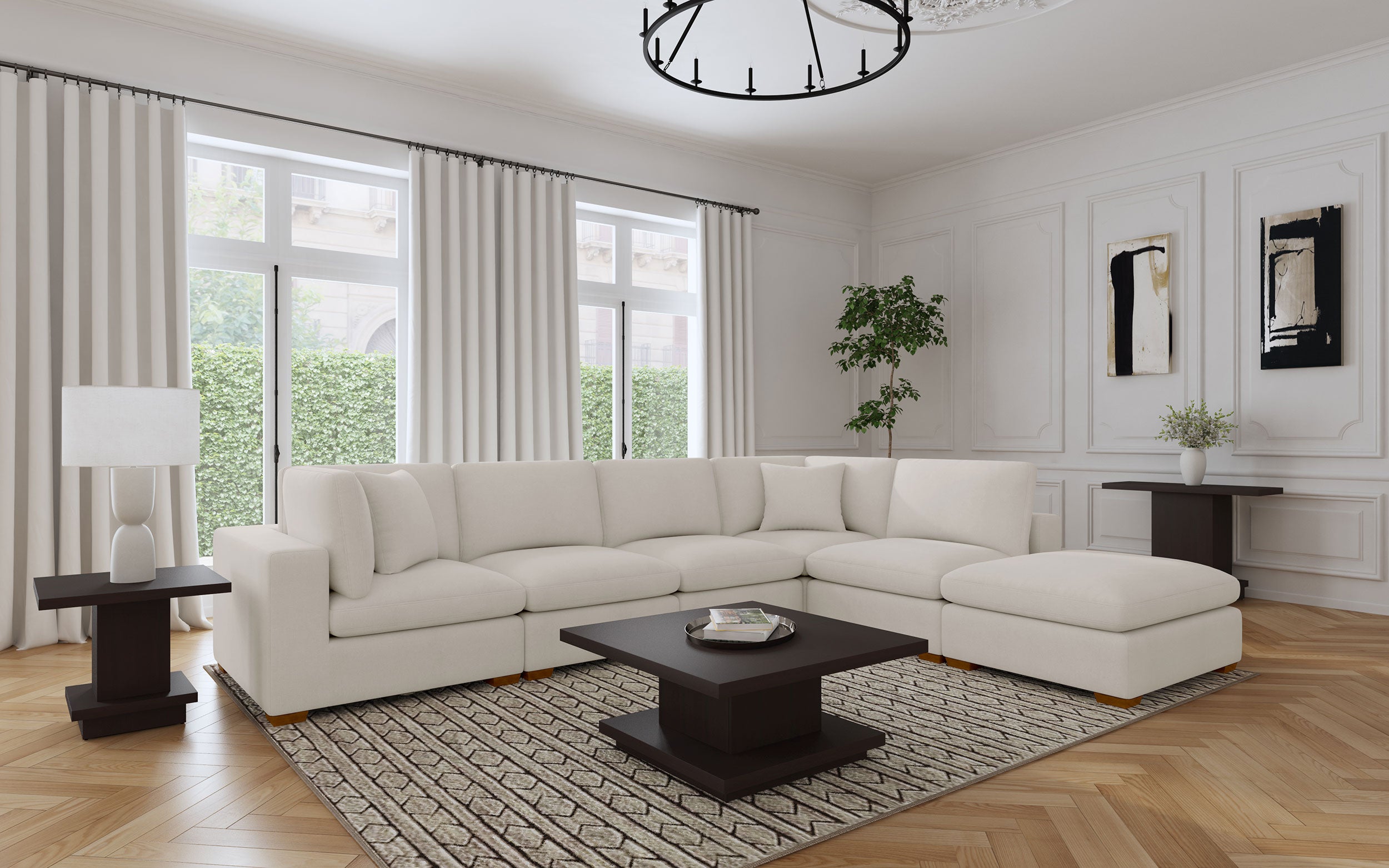 Lakeview Rectangular Upholstered Ottoman Ivory — view 7