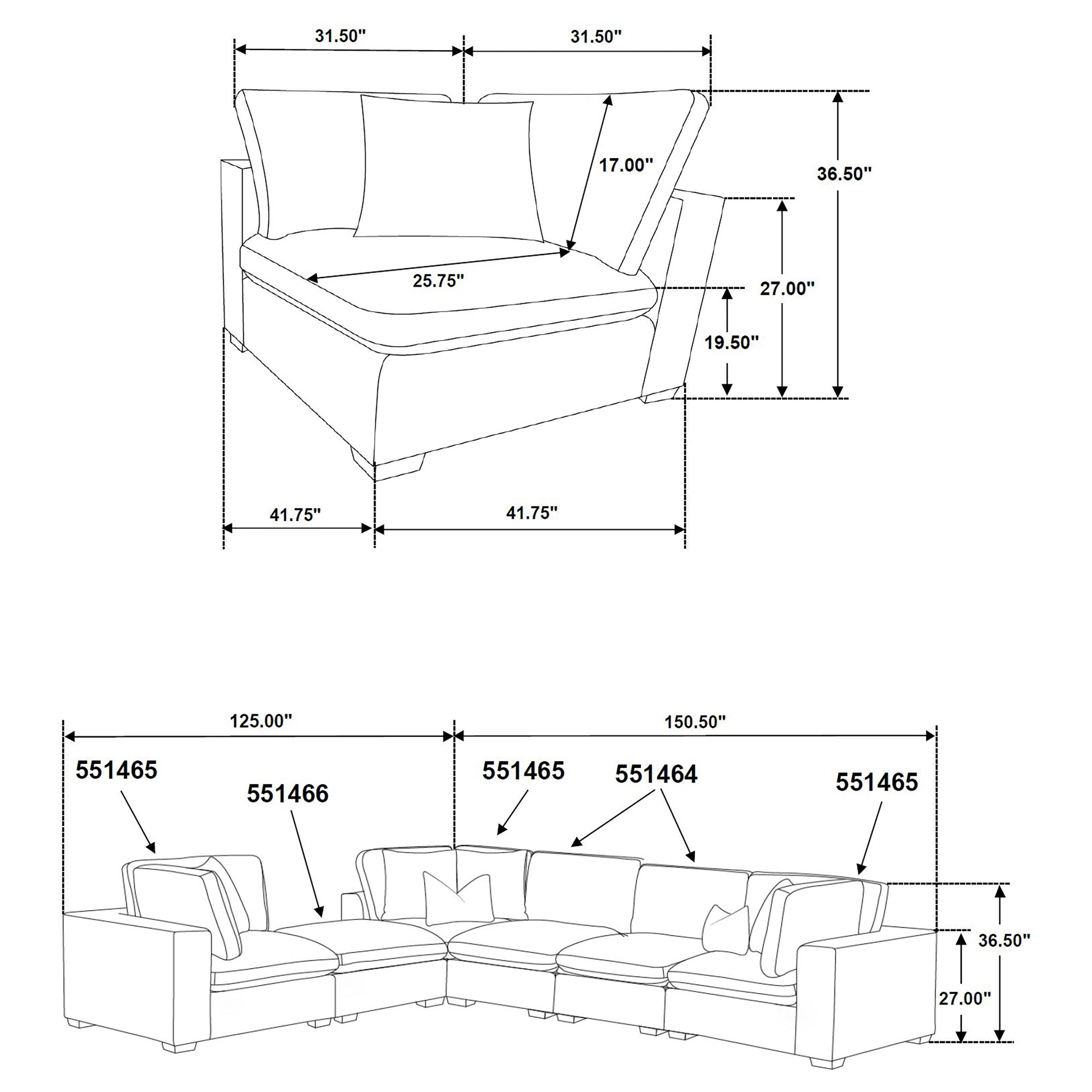 Lakeview 6-piece Upholstered Modular Sectional Chocolate — view 11
