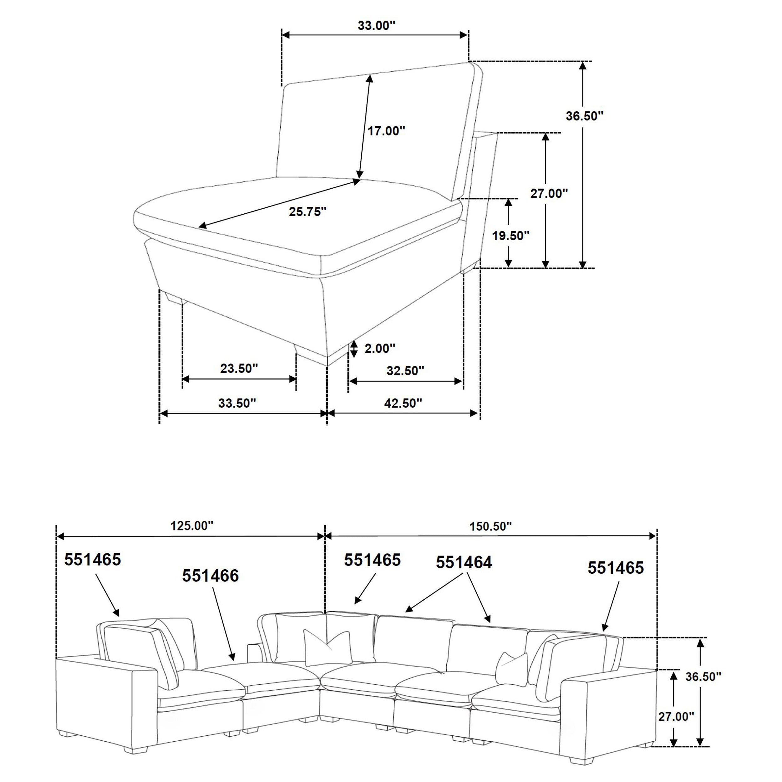 Lakeview 5-piece Upholstered Modular Sectional Chocolate — view 9