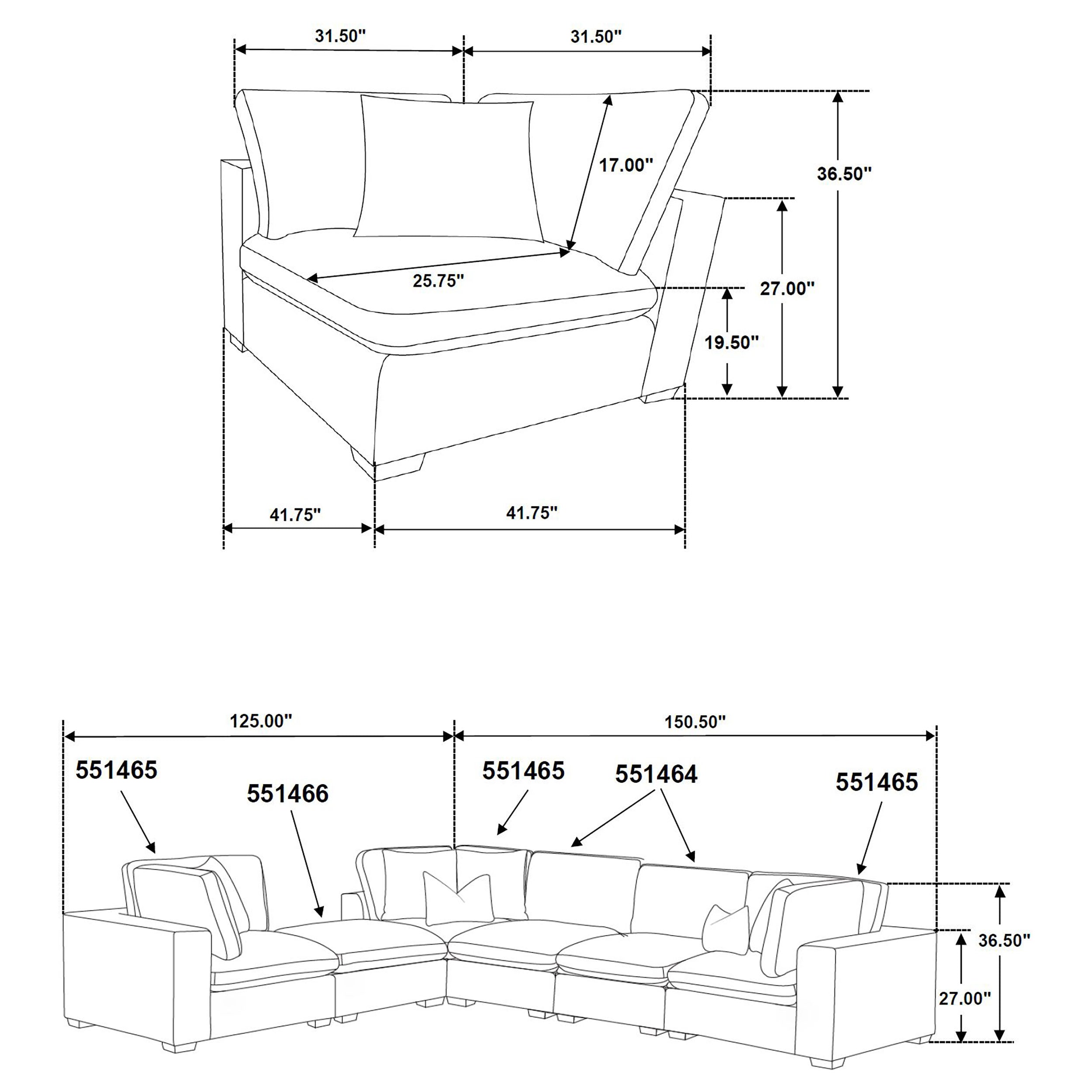 Lakeview 6-piece Upholstered Modular Sectional Chocolate — view 11