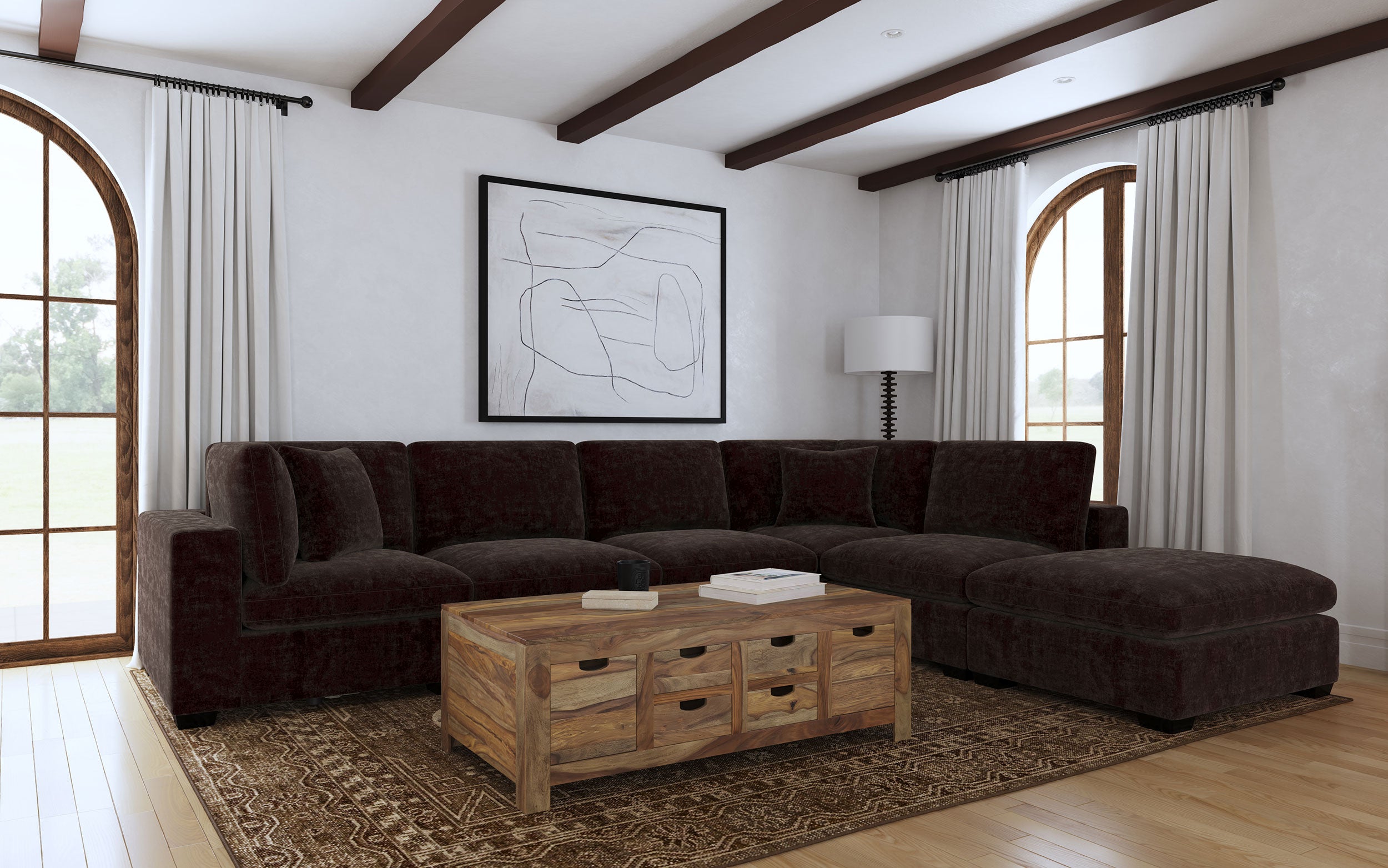 Lakeview Upholstered Corner Chair Dark Chocolate — view 7