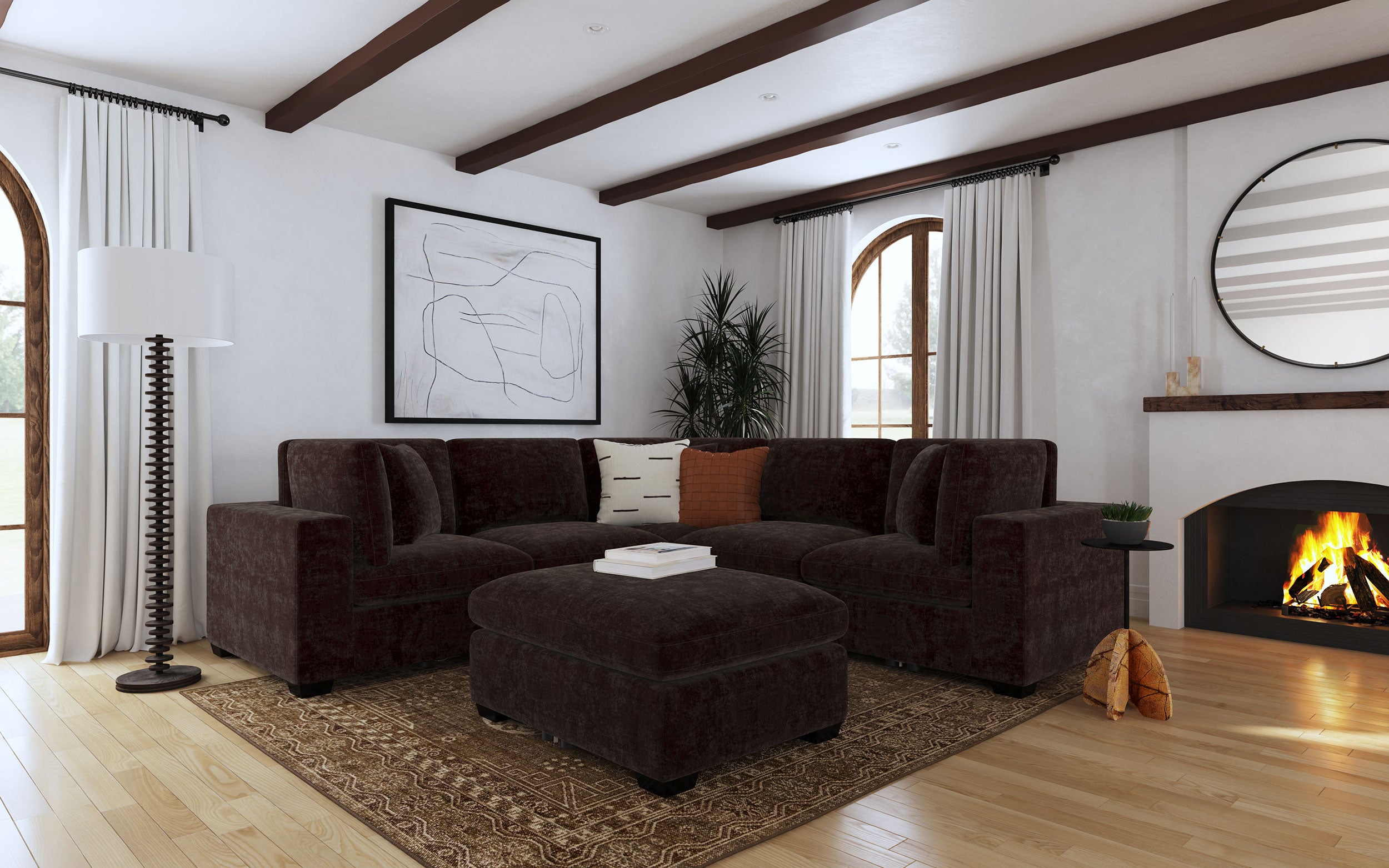 Lakeview Upholstered Corner Chair Dark Chocolate — view 9