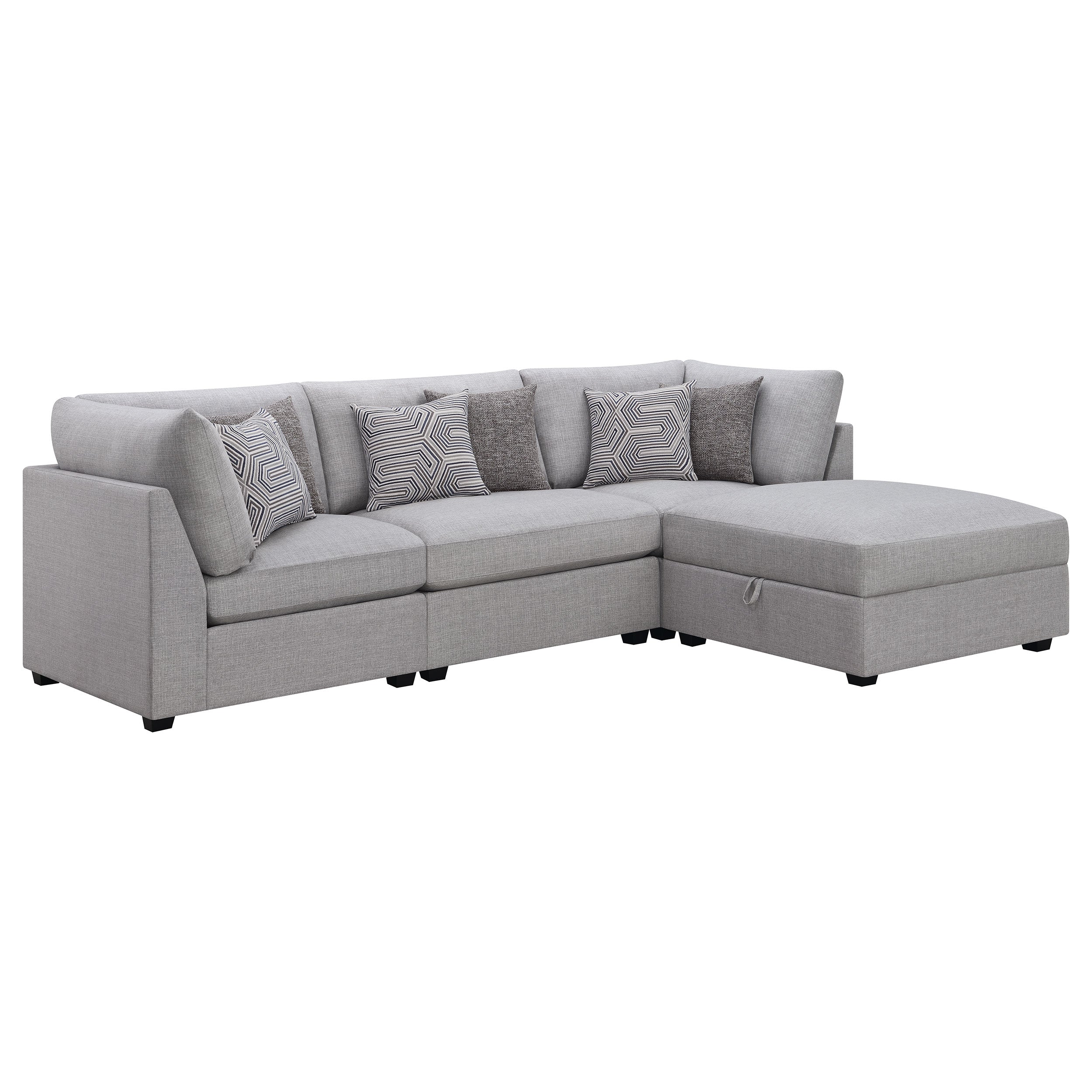 Cambria 4-piece Upholstered Modular Sectional Sofa Grey — view 2
