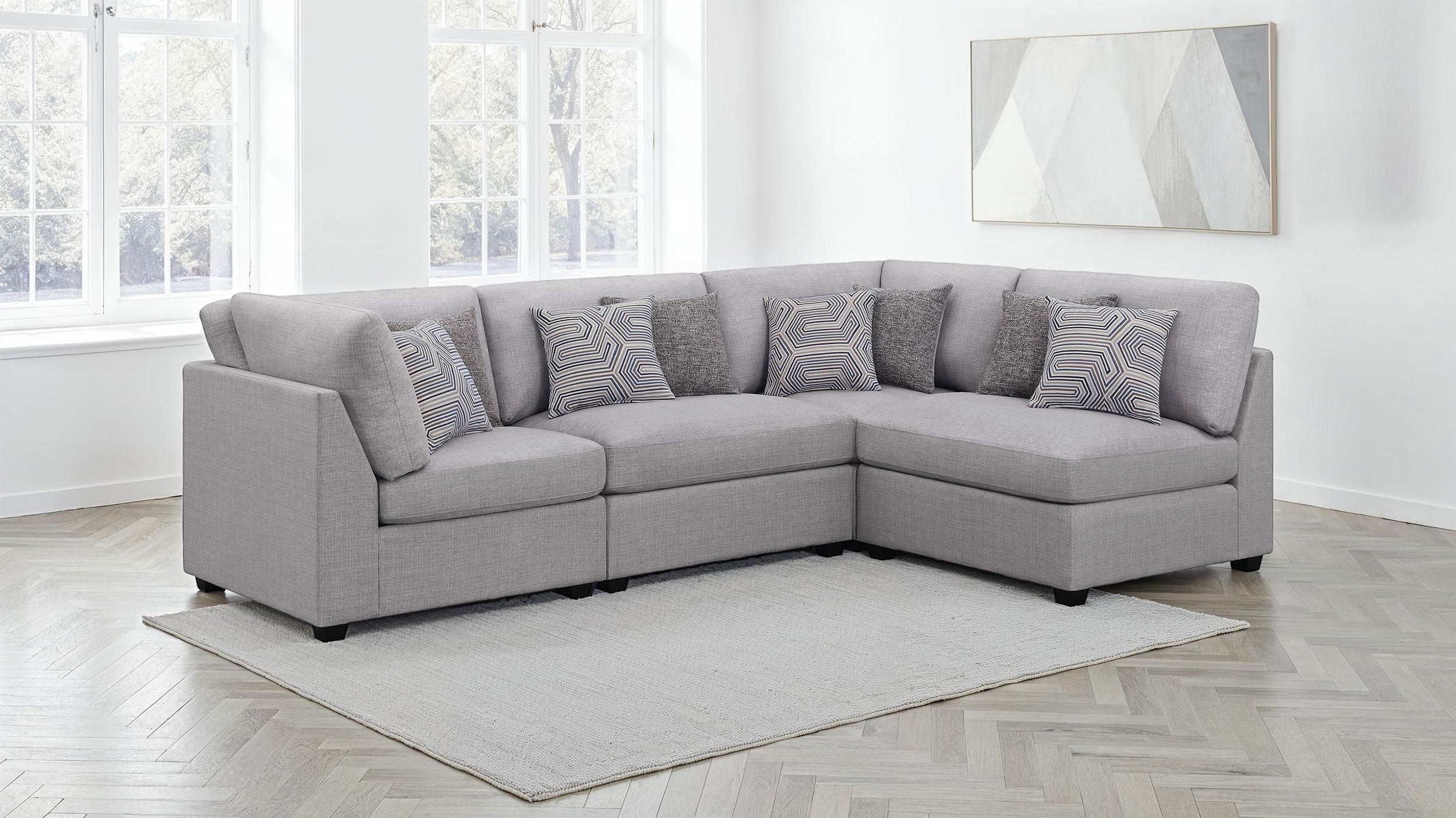 Cambria 4-piece Upholstered Modular Sectional Sofa Grey — view 1