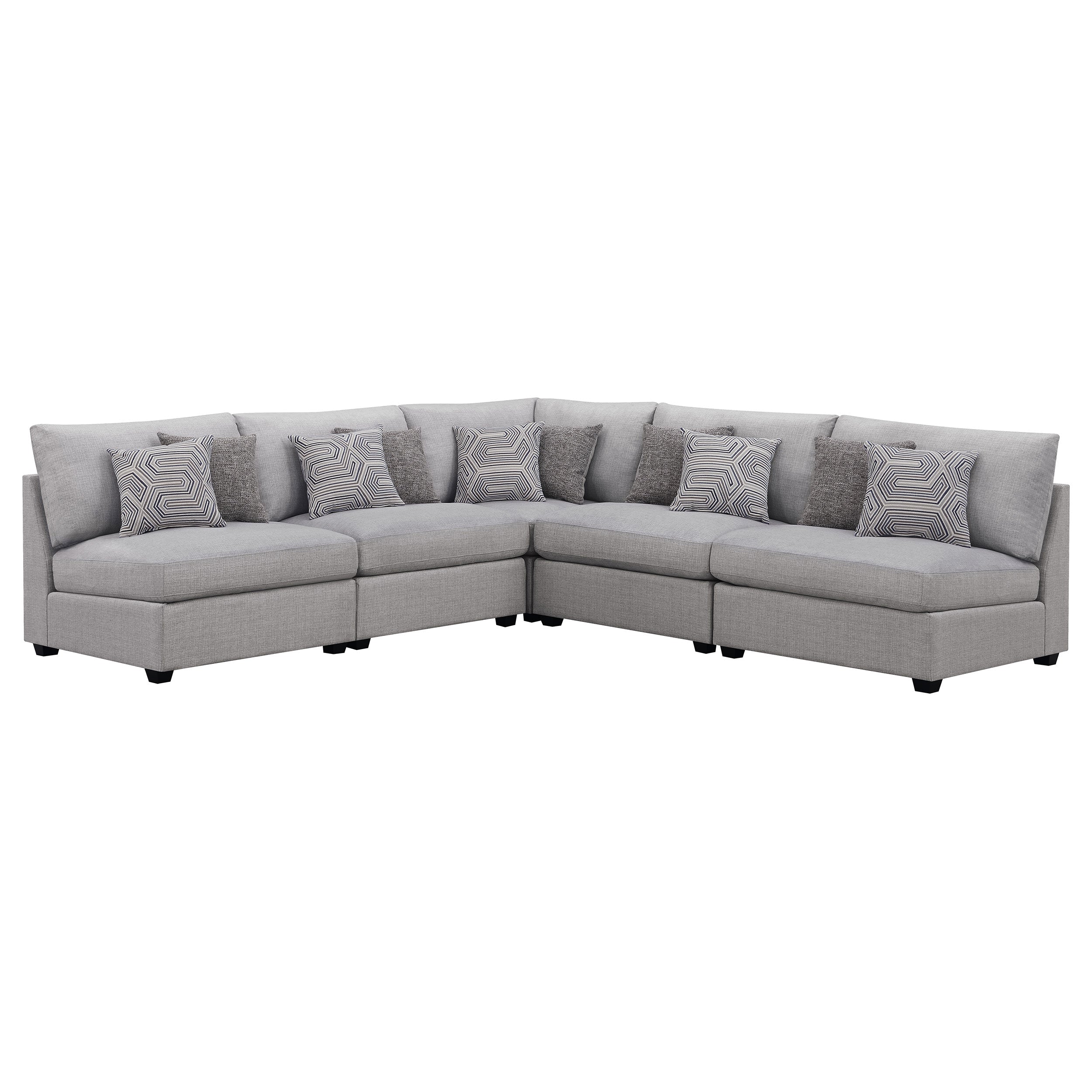 Cambria 5-piece Upholstered Modular Sectional Sofa Grey — view 2