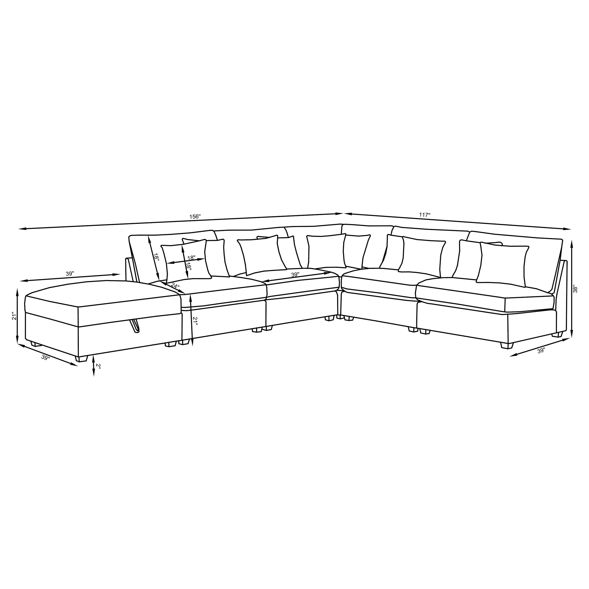 Cambria 6-piece Upholstered Modular Sectional Sofa Grey — view 11
