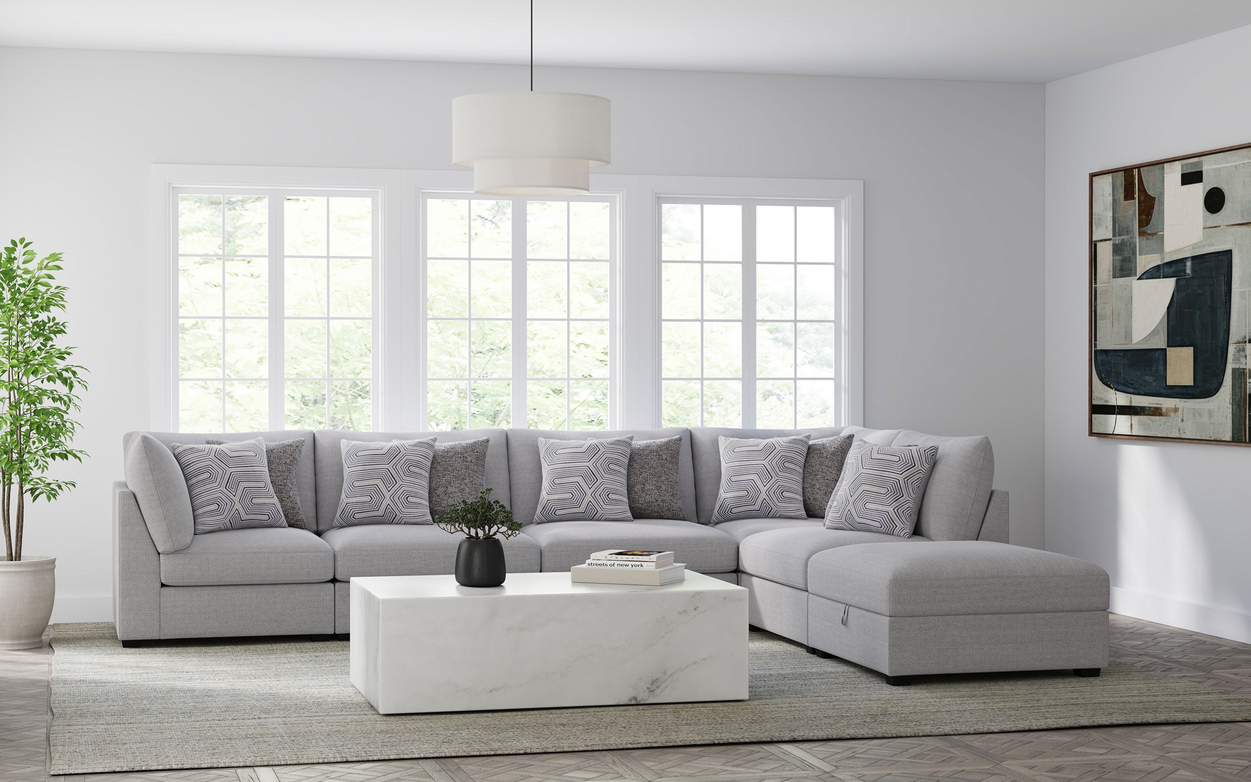 Cambria 6-piece Upholstered Modular Sectional Sofa Grey — view 1