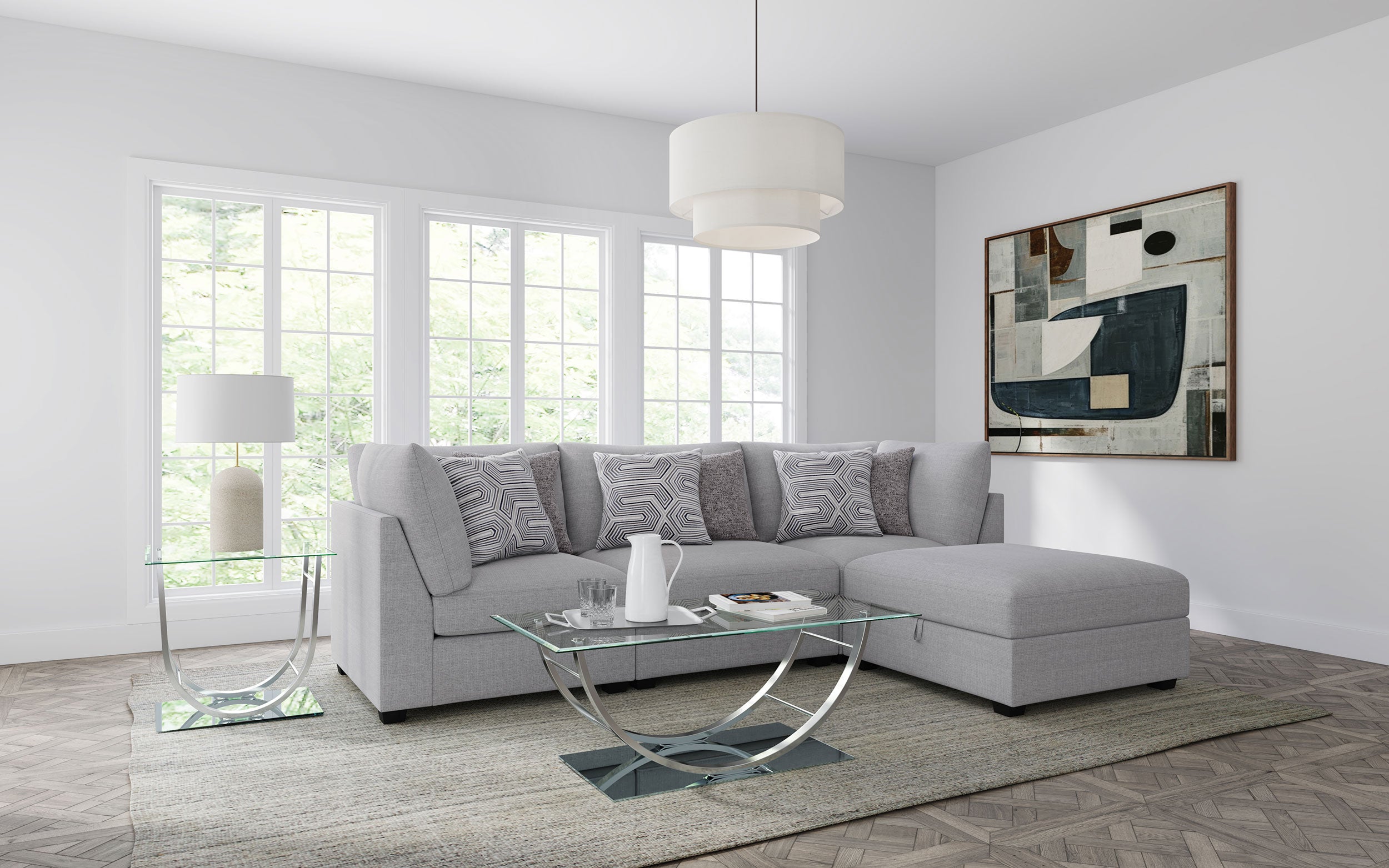 Cambria Upholstered Armless Chair Grey — view 14