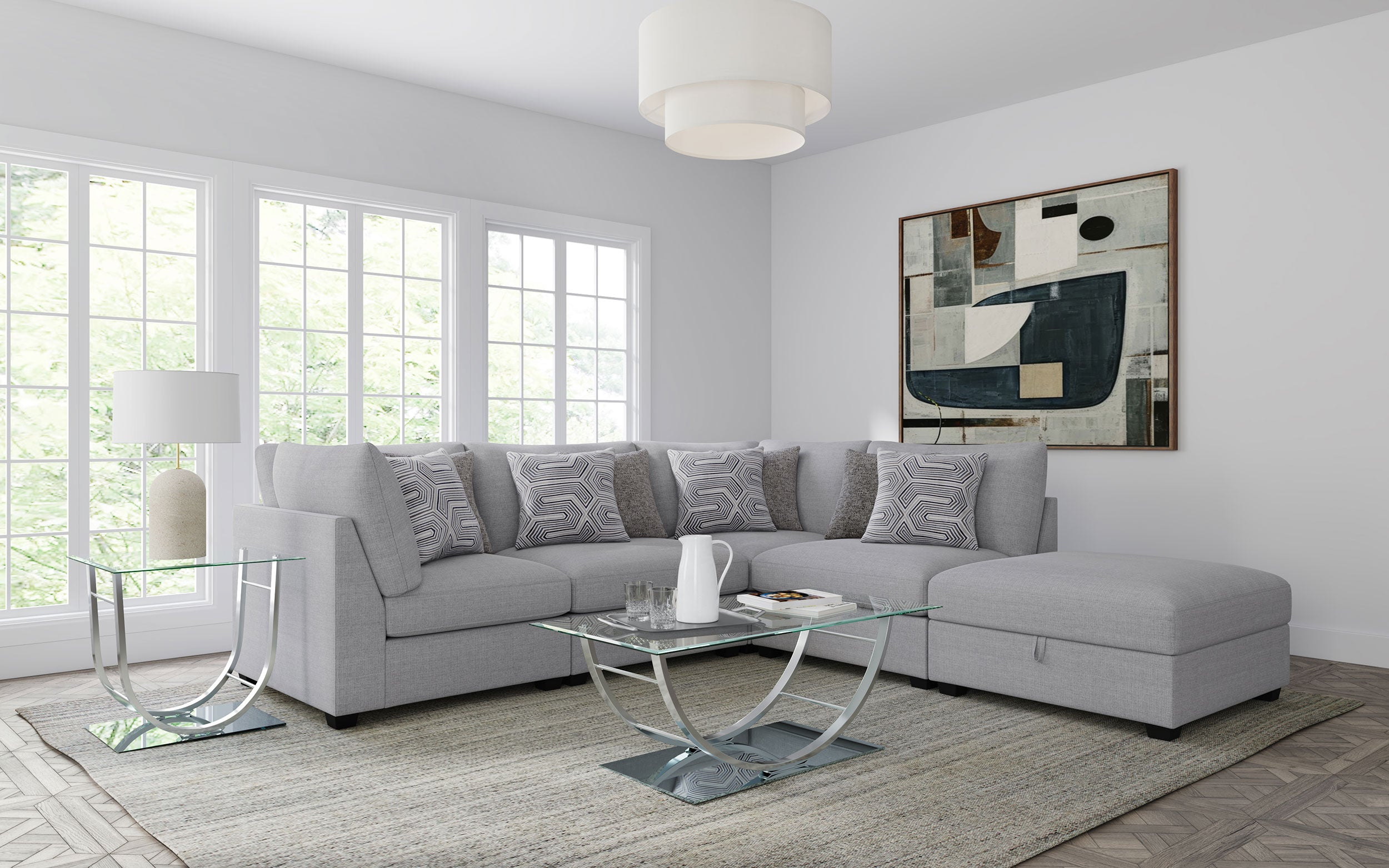 Cambria Upholstered Armless Chair Grey — view 15