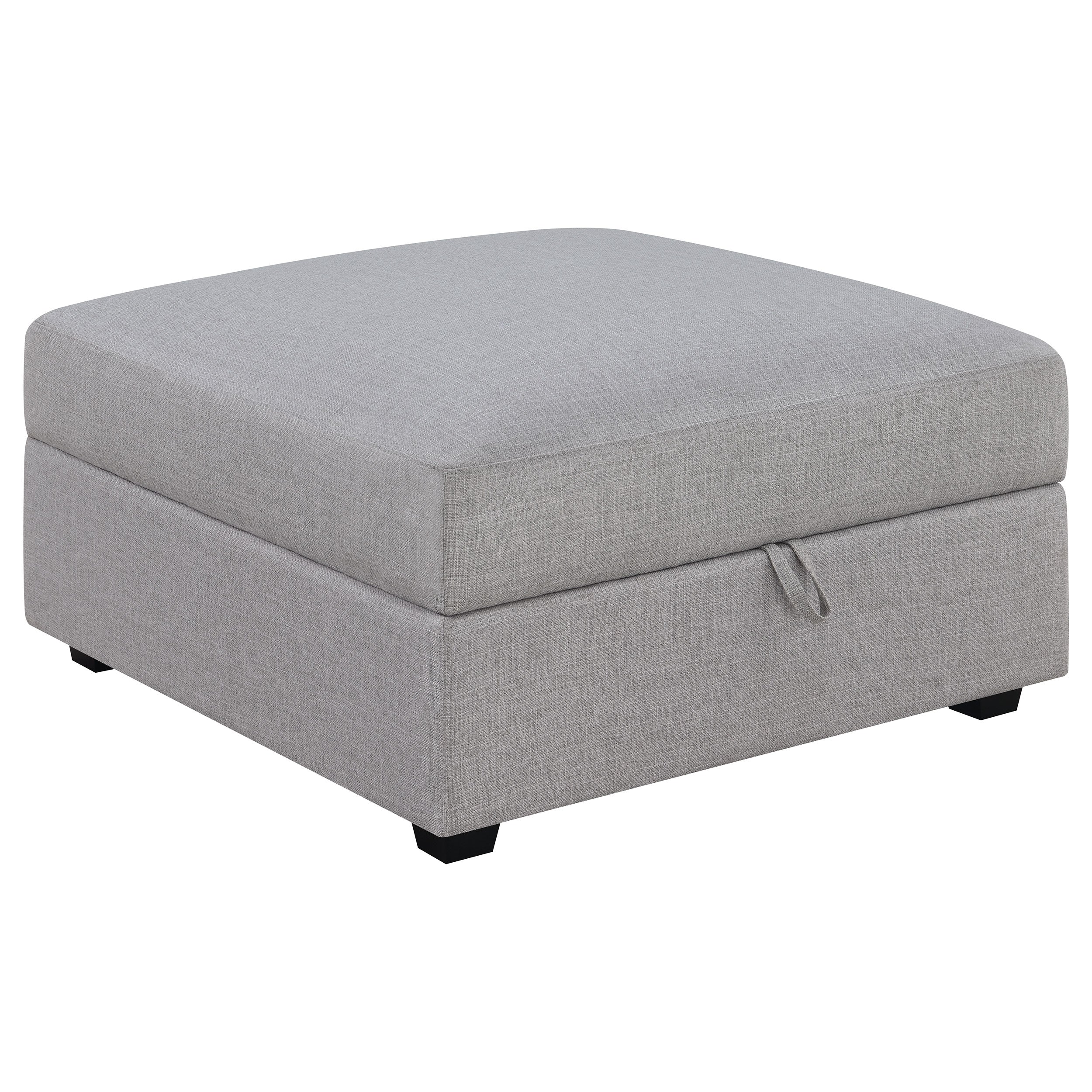 Cambria Square Upholstered Storage Ottoman Grey — view 1