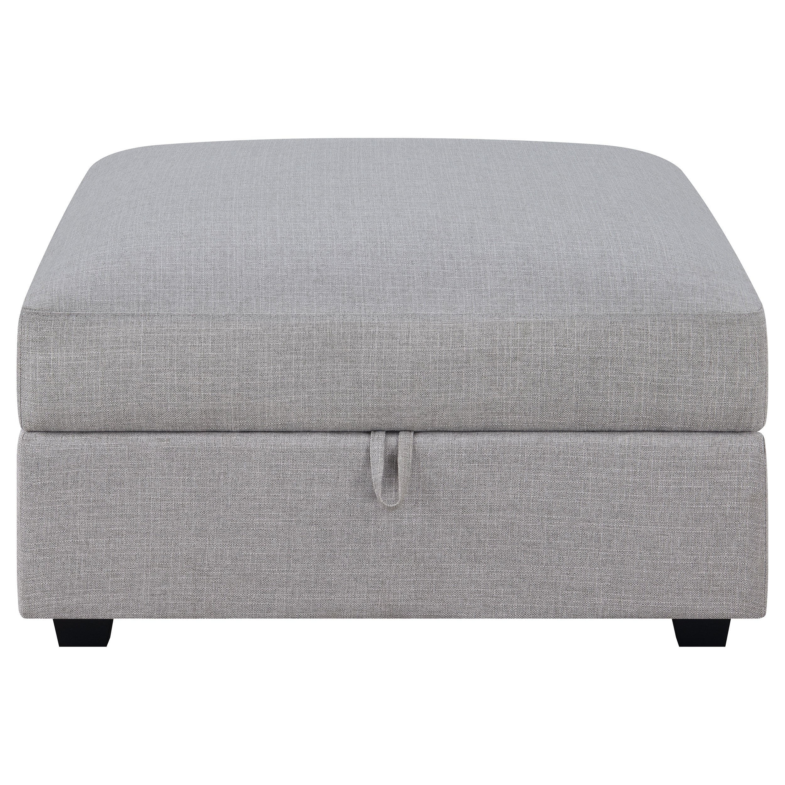 Cambria Square Upholstered Storage Ottoman Grey — view 4