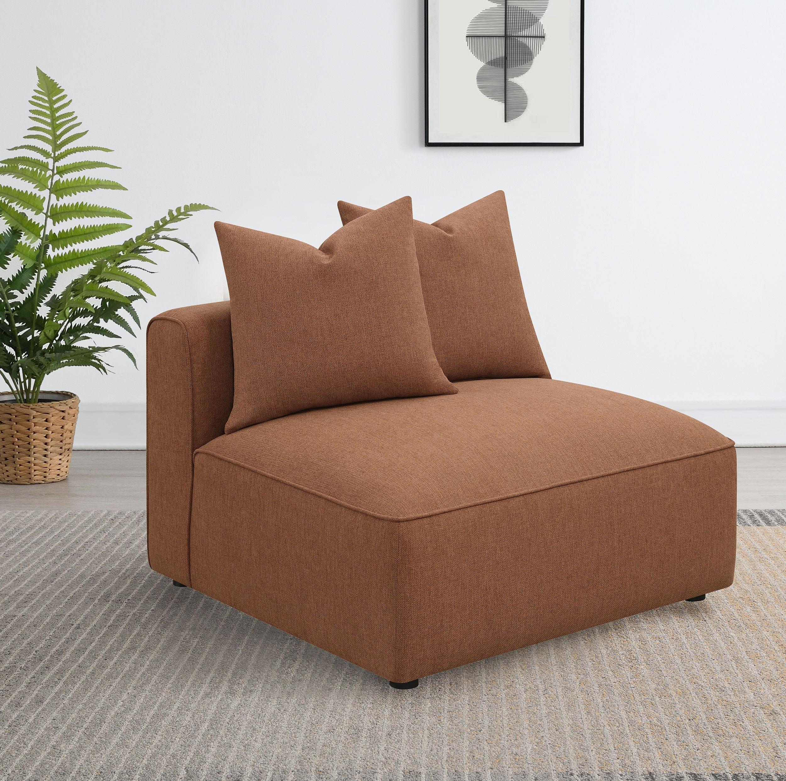 Jennifer Upholstered Armless Chair Terracotta — view 2