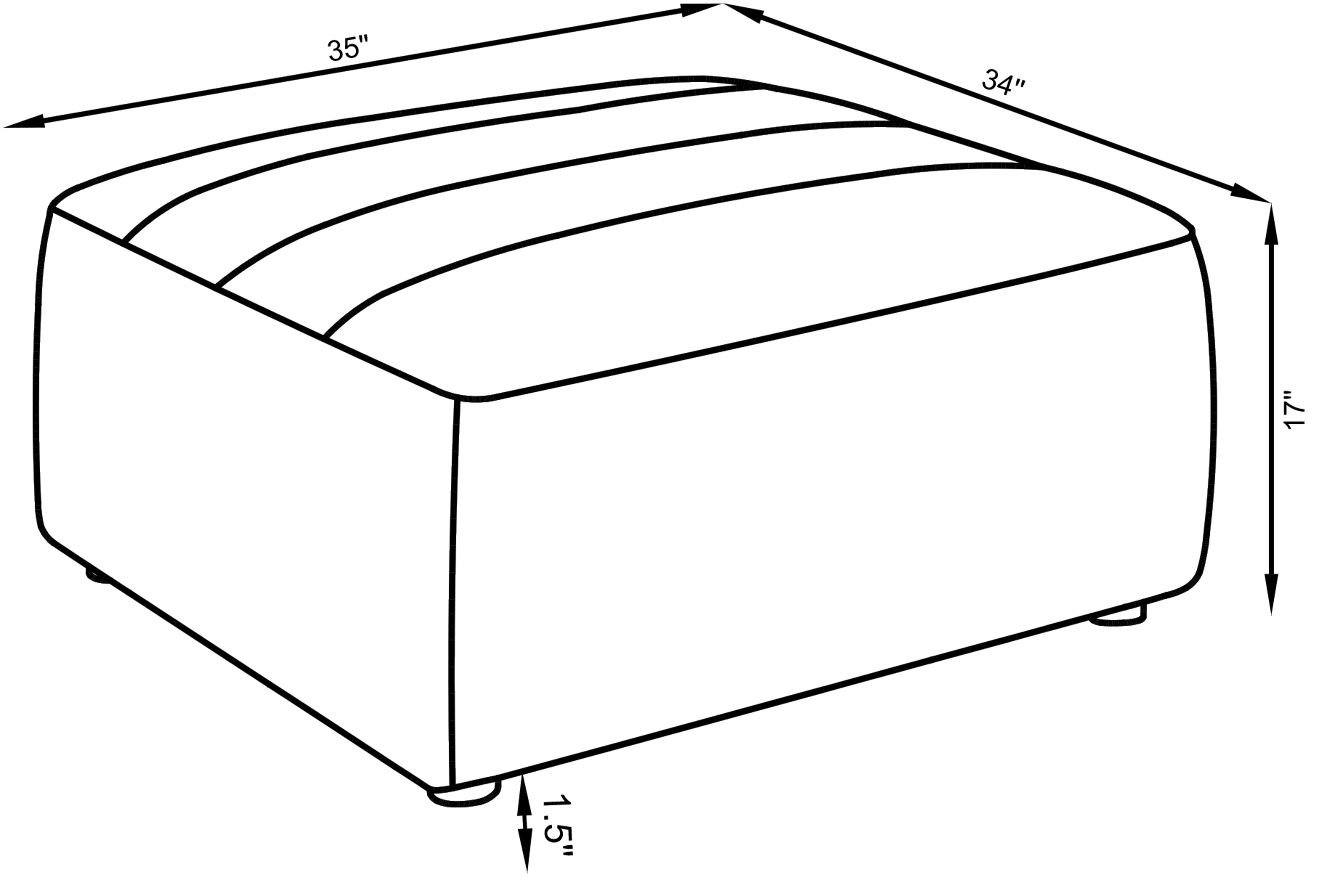 Sunny Square Upholstered Ottoman Natural — view 5