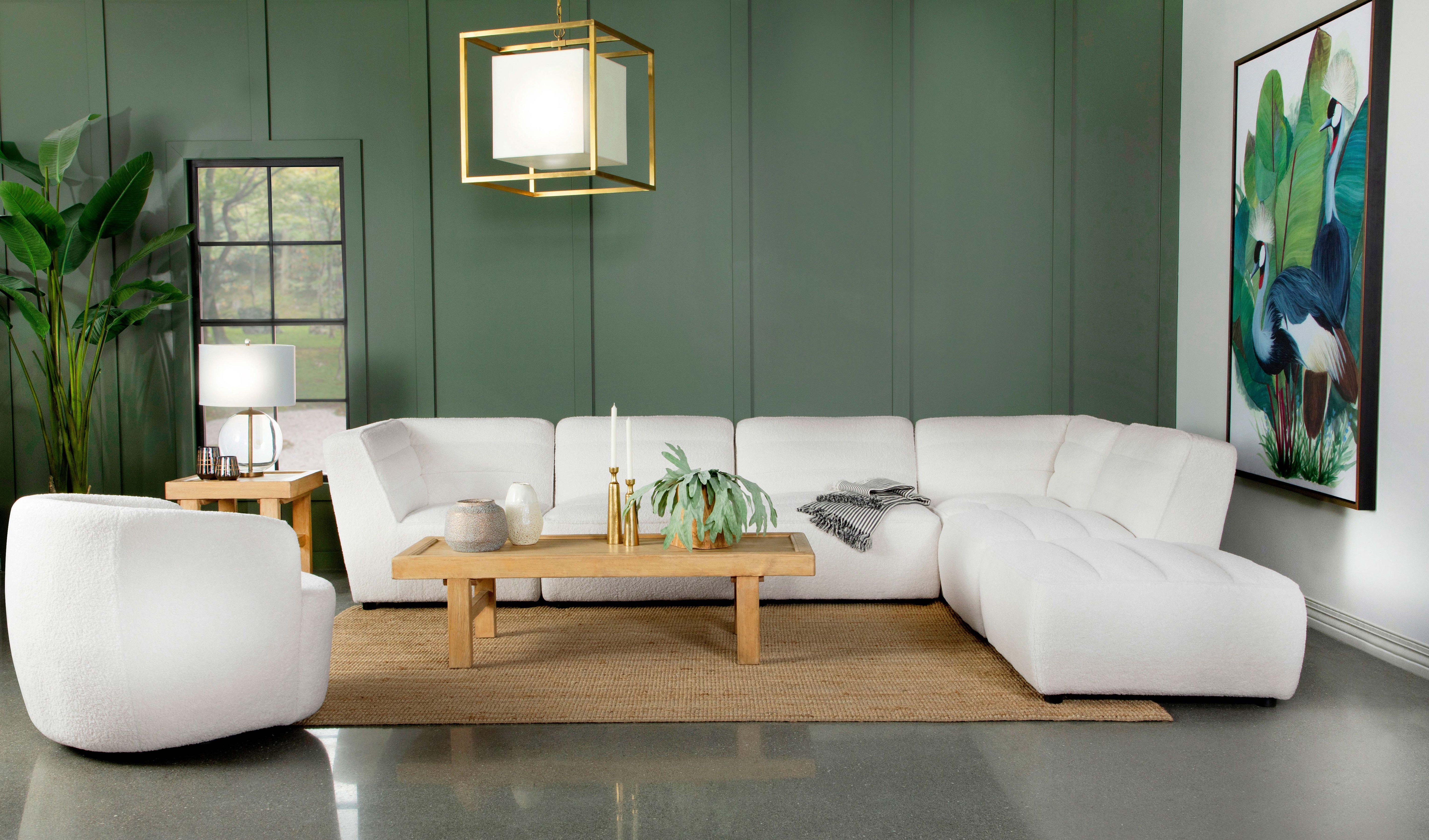 Sunny Square Upholstered Ottoman Natural — view 7