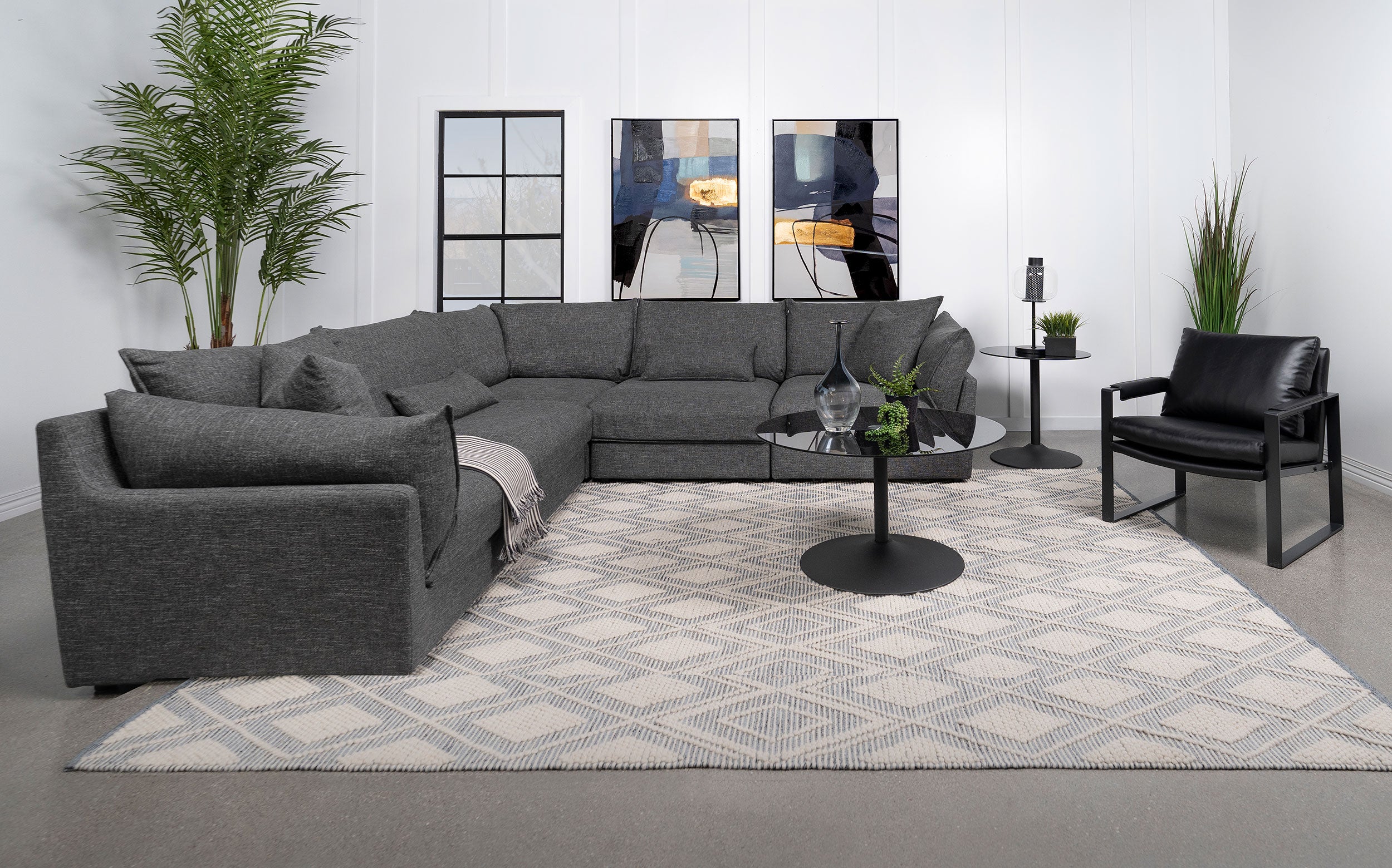 Sasha 5-piece Upholstered Modular Sectional Barely Black — view 2