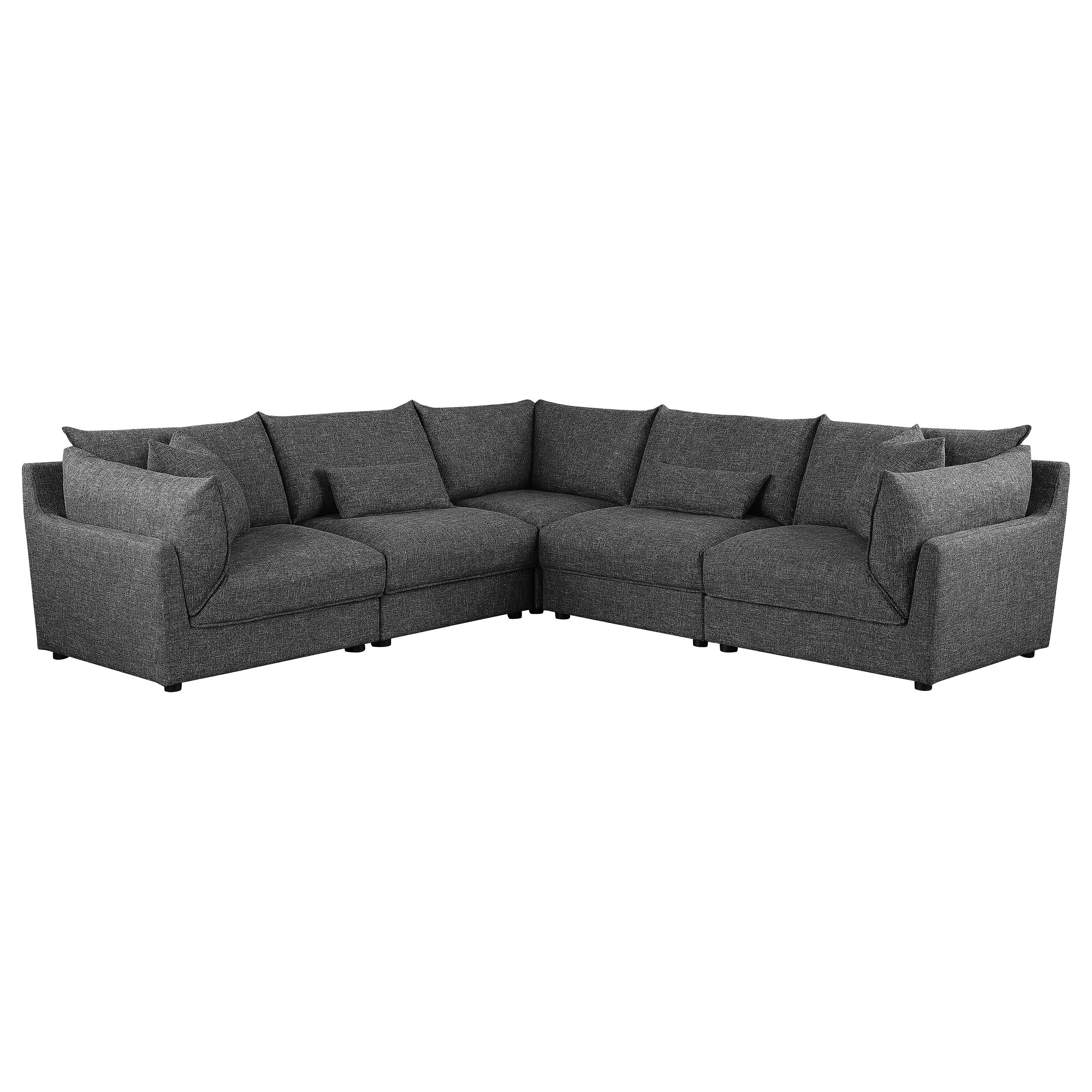 Sasha 5-piece Upholstered Modular Sectional Barely Black — view 3