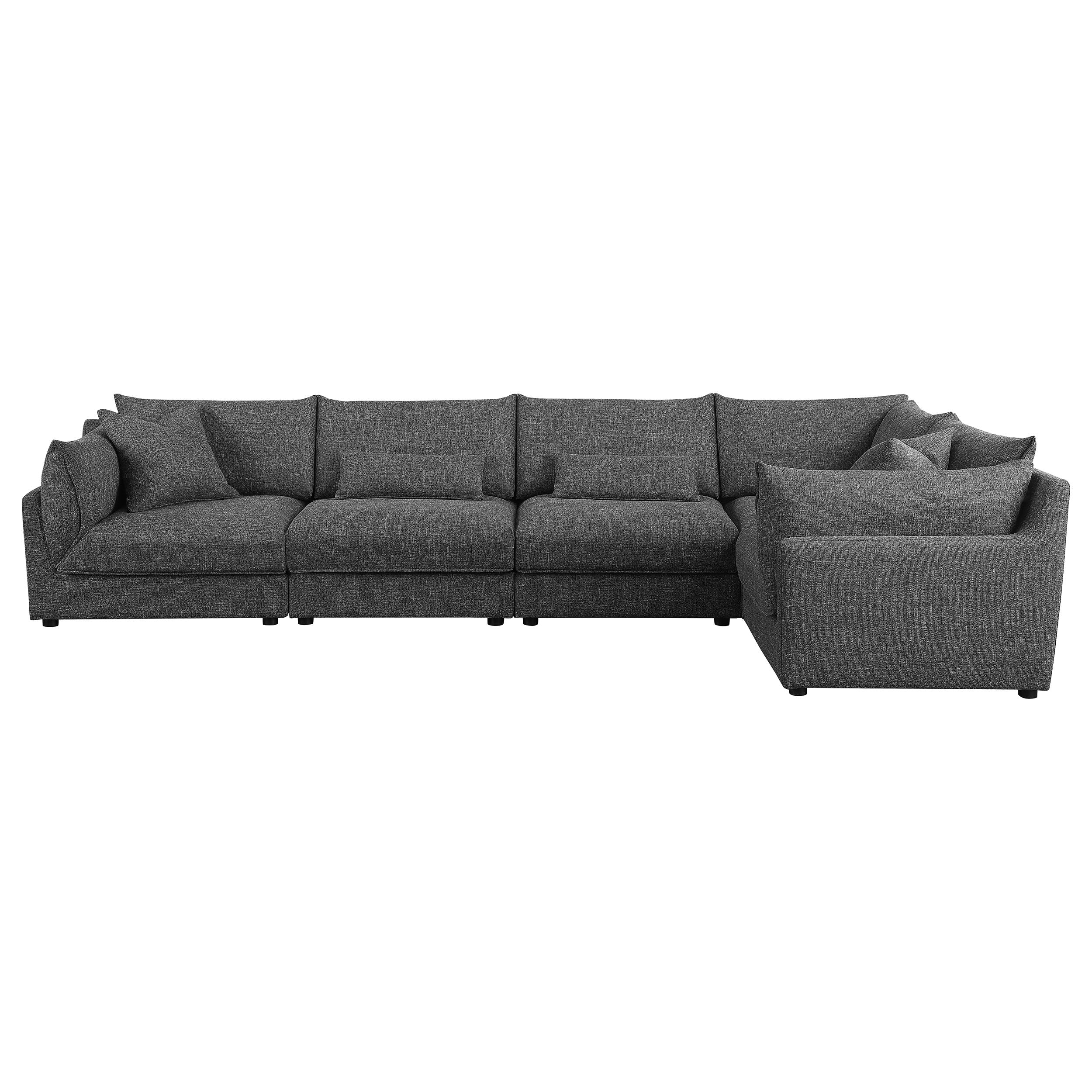 Sasha 5-piece Upholstered Modular Sectional Barely Black — view 8