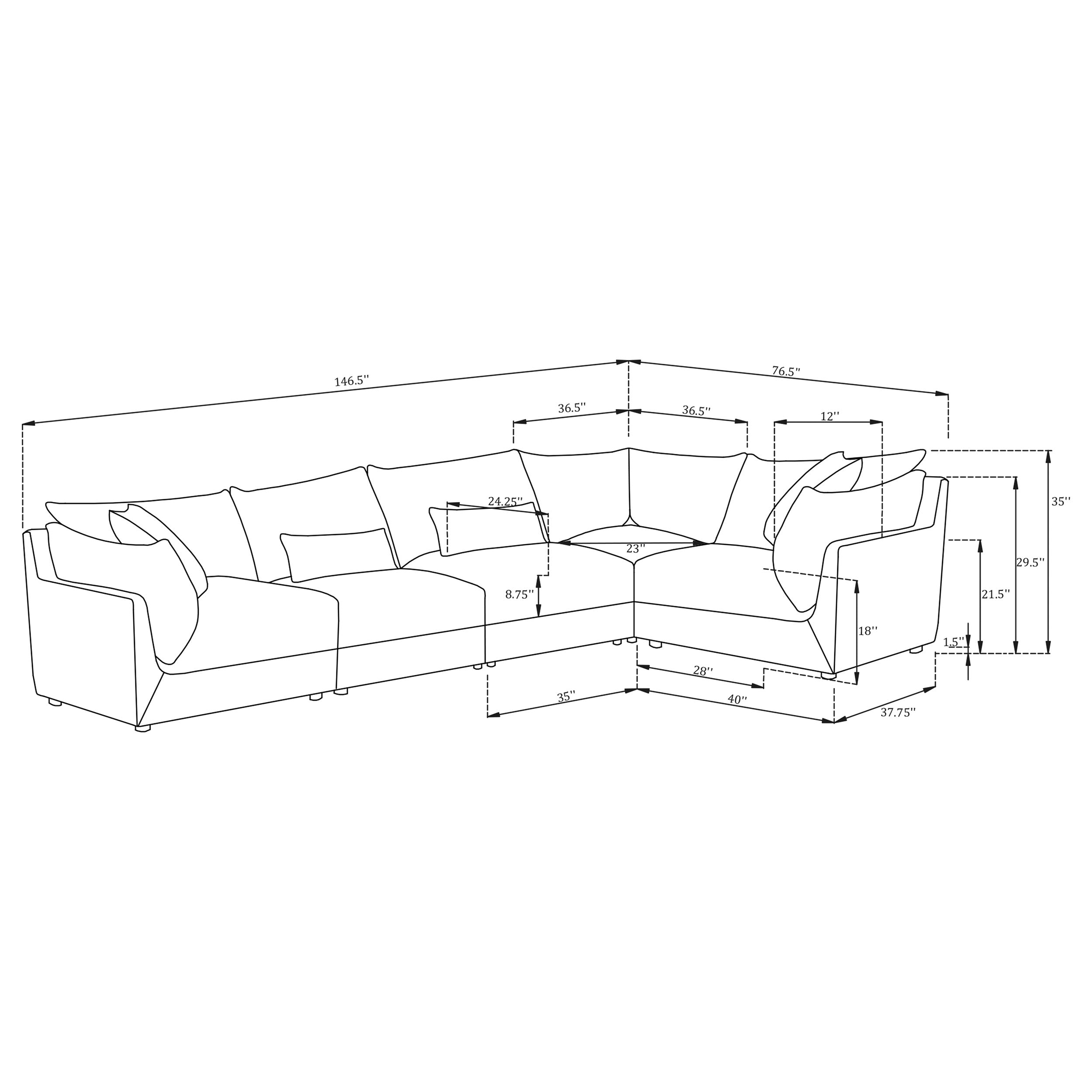 Sasha 5-piece Upholstered Modular Sectional Barely Black — view 16