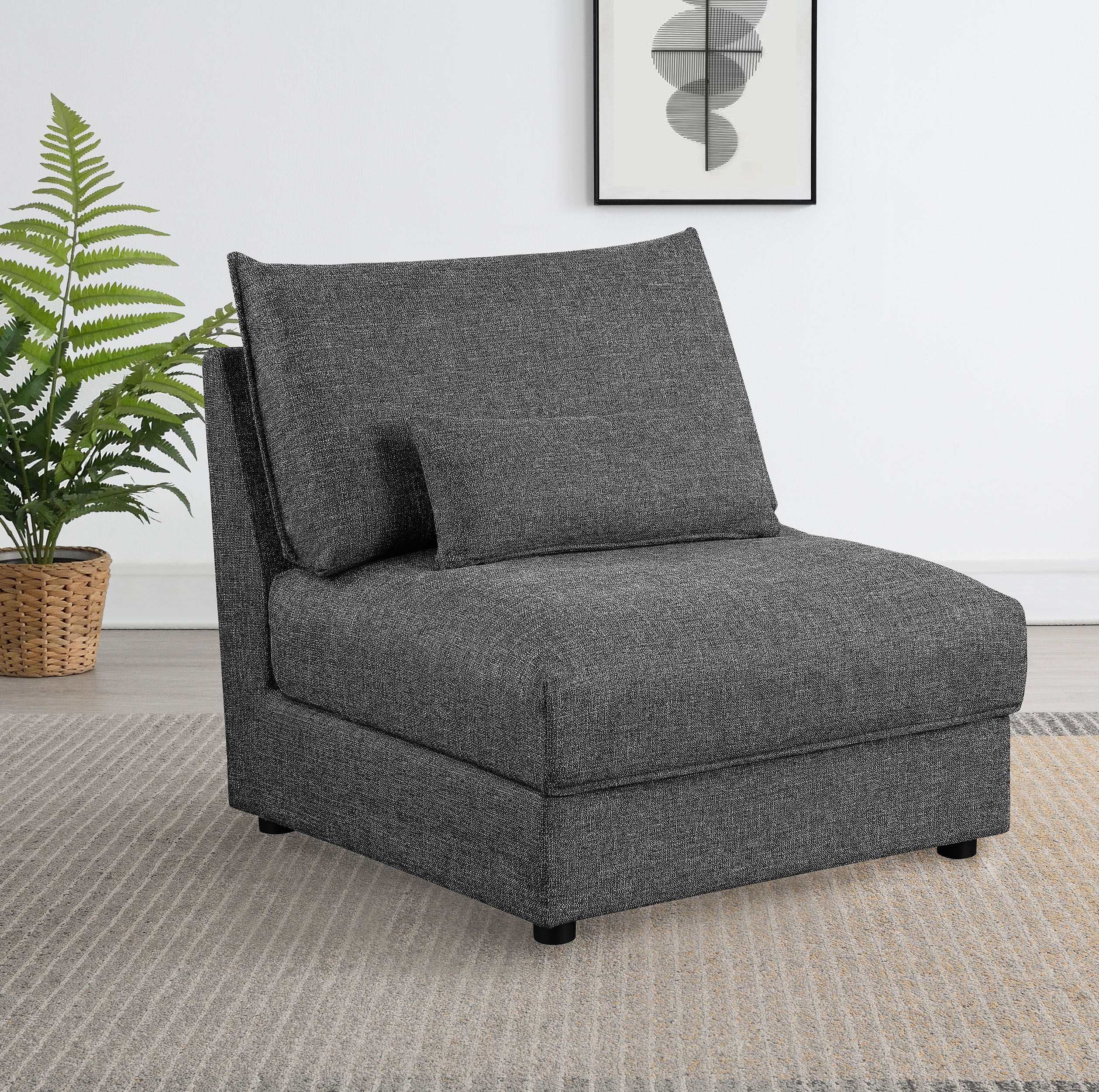 Sasha Upholstered Armless Chair Barely Black — view 2