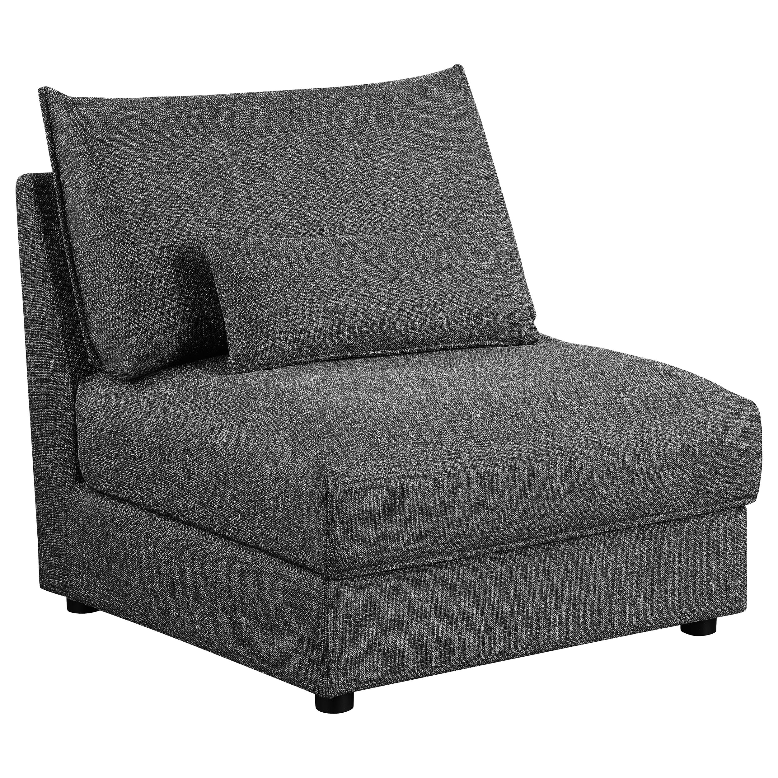 Sasha Upholstered Armless Chair Barely Black — view 1