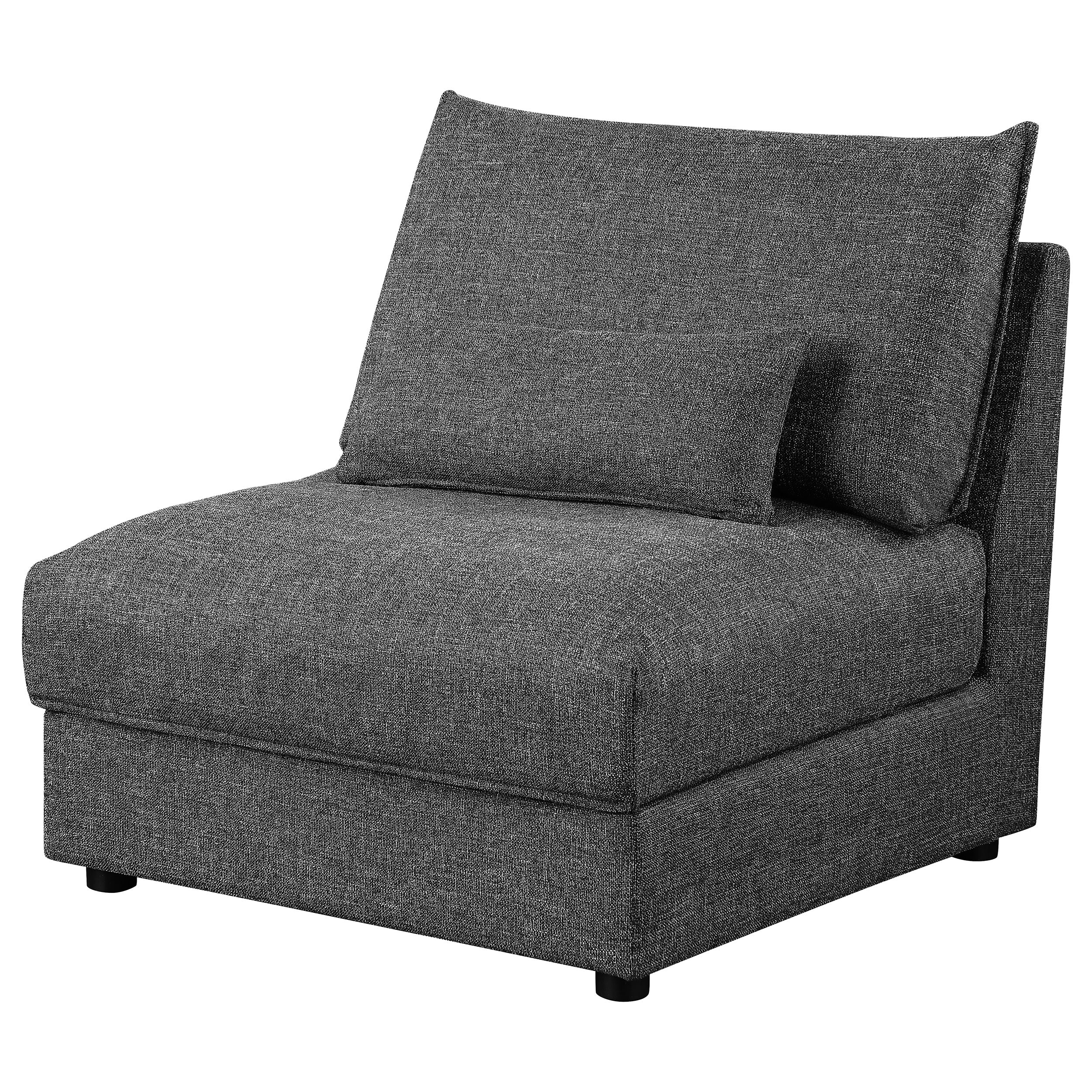 Sasha Upholstered Armless Chair Barely Black — view 4