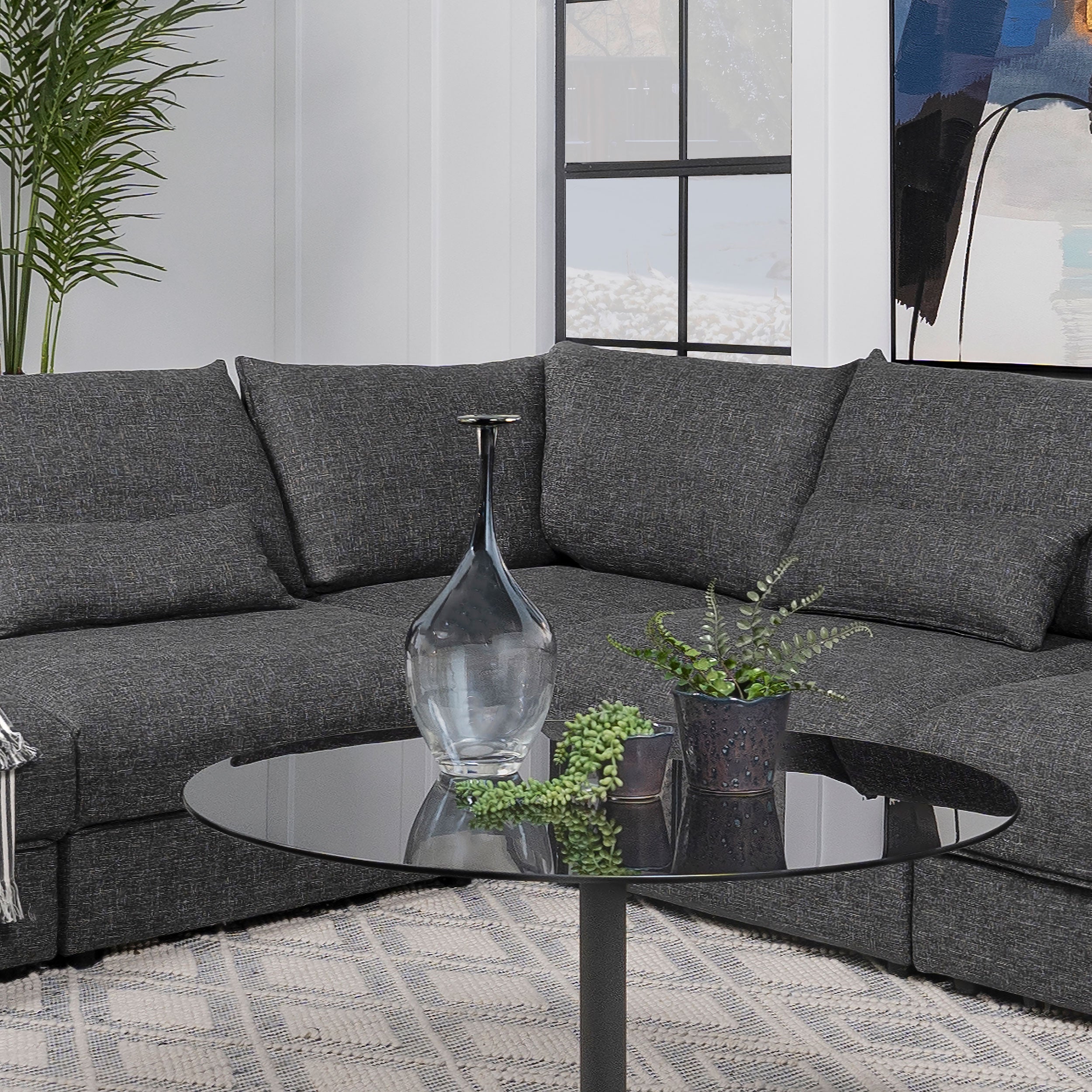 Sasha Upholstered Corner Chair Barely Black — view 2