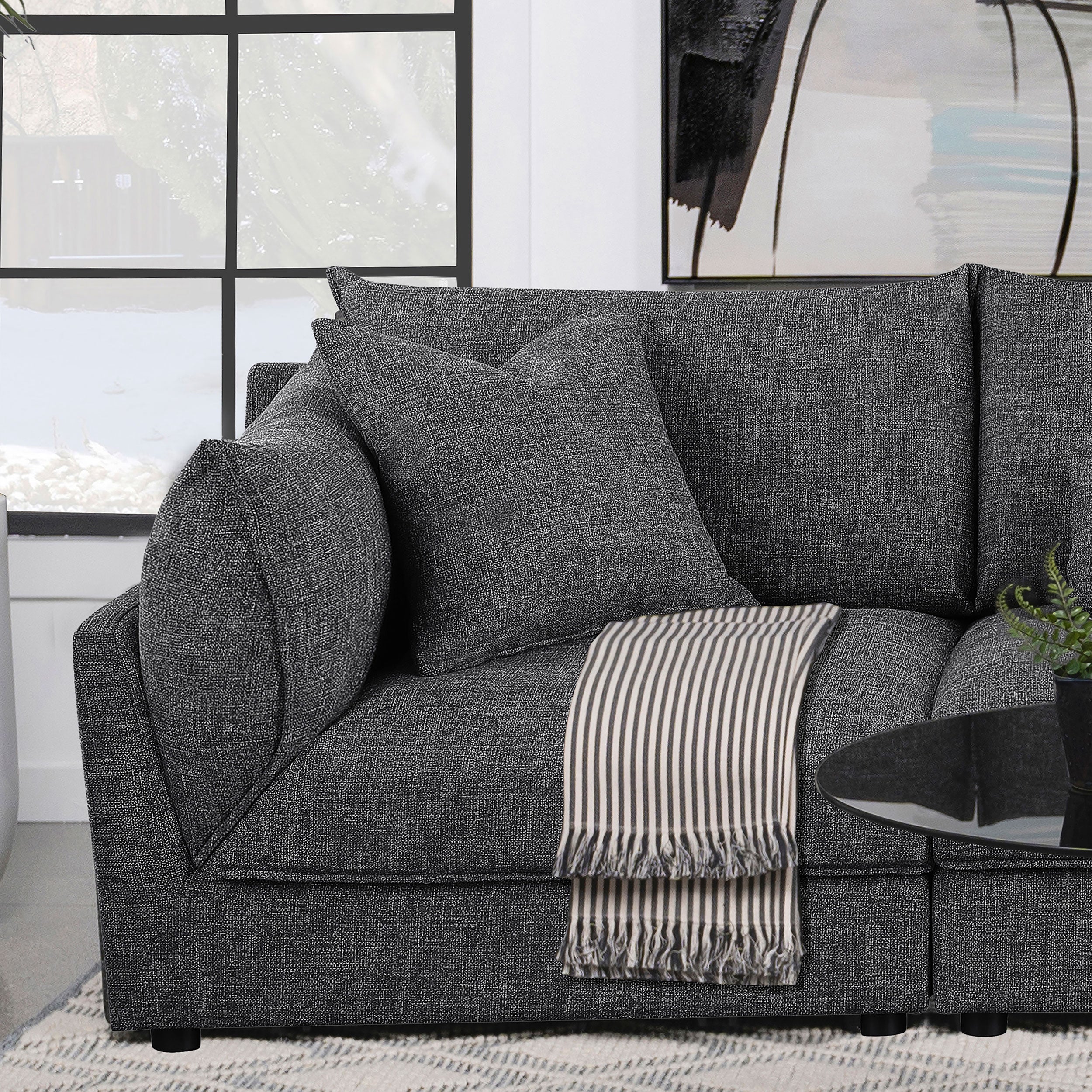 Sasha Upholstered LAF Chair Barely Black — view 2