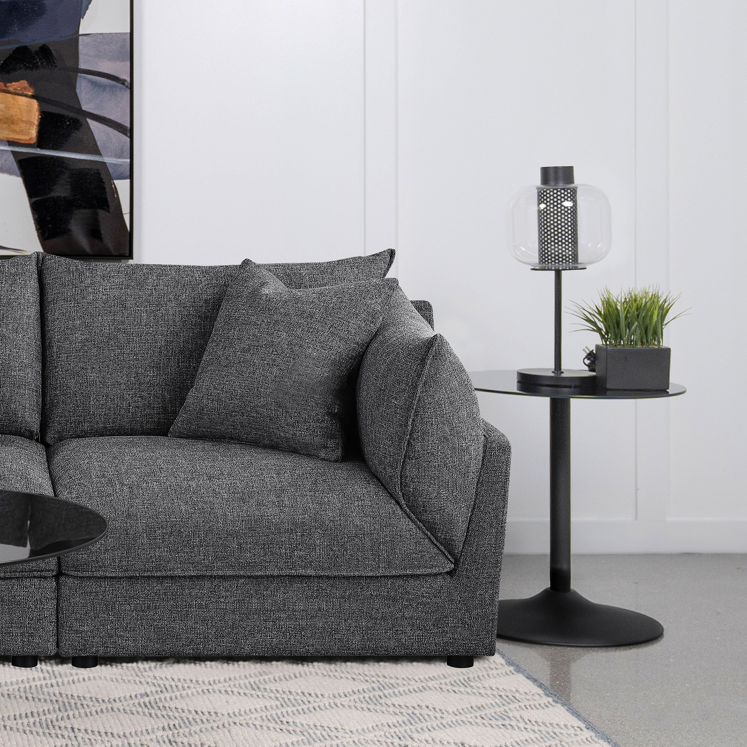 Sasha Upholstered RAF Chair Barely Black — view 2