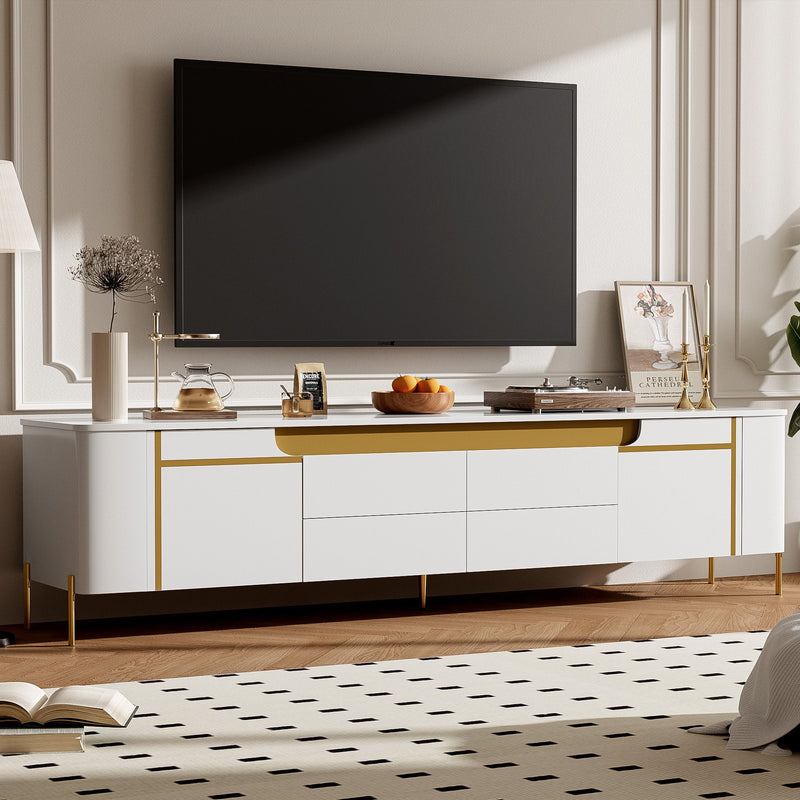 TV Stand For TVs Up To 80" With 4 Drawers And 2 Spacious Cabinets