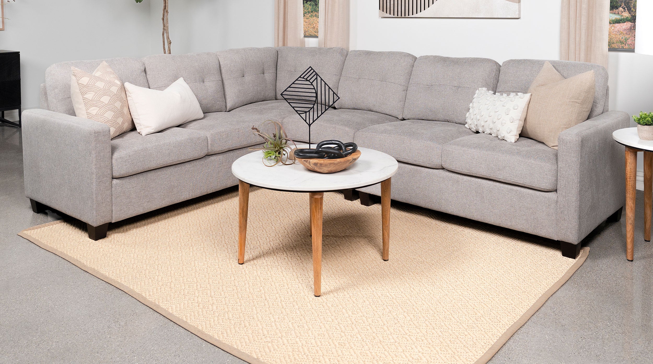 Georgina Upholstered LAF Loveseat Steel Beige — view 7