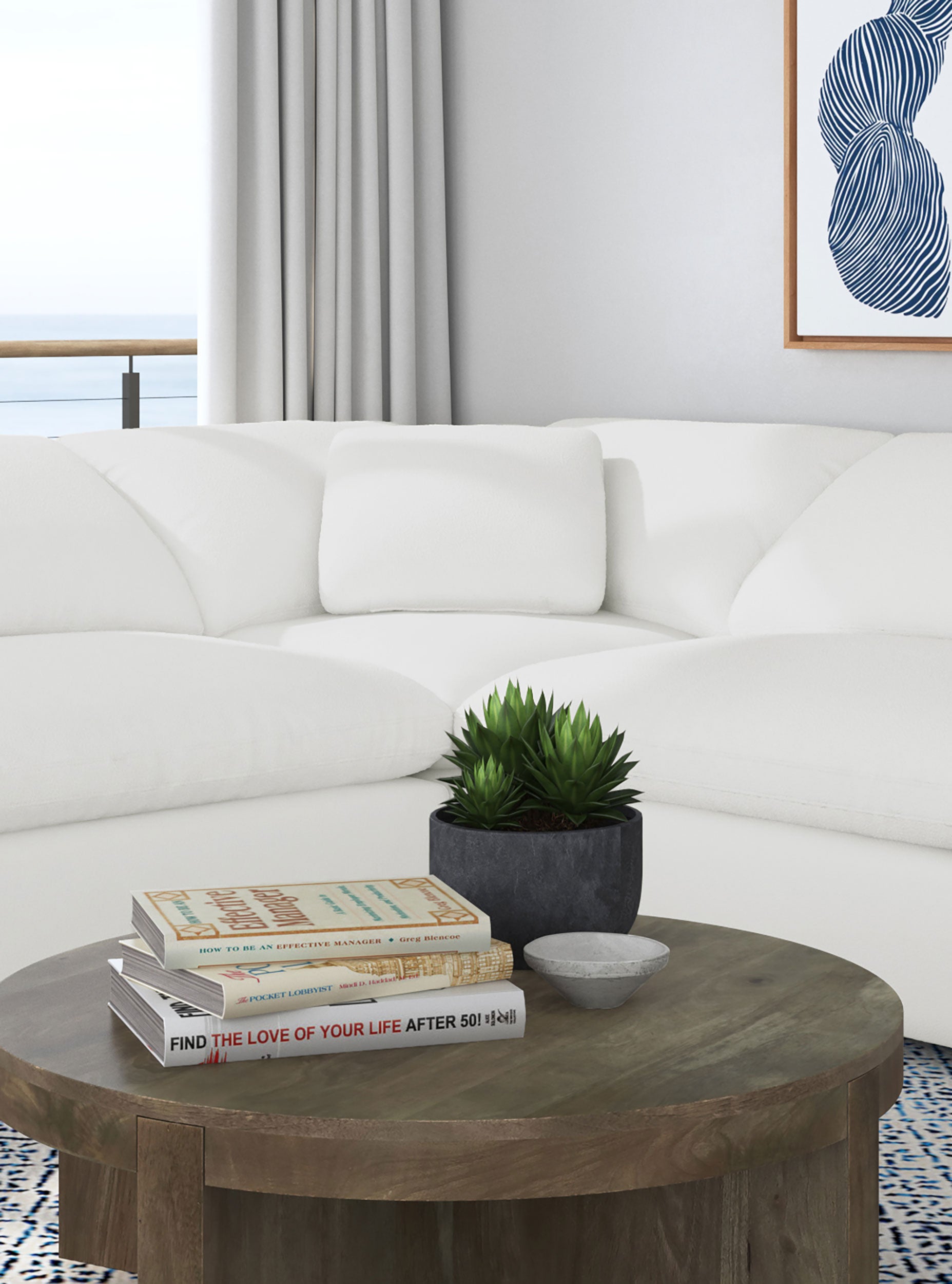 Raleigh Boucle Upholstered Corner Chair Ivory — view 2