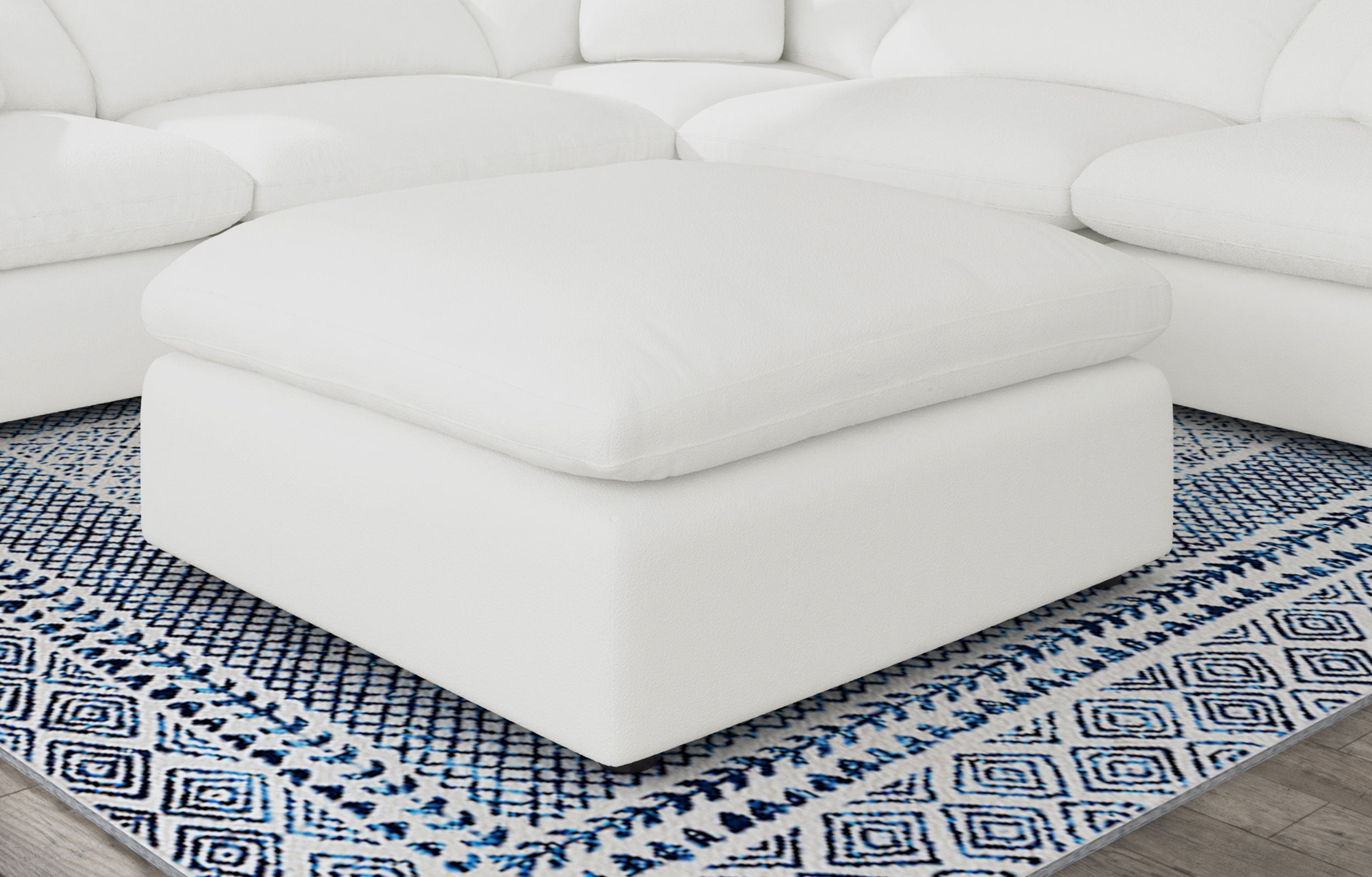 Raleigh Boucle Upholstered Ottoman Ivory — view 2