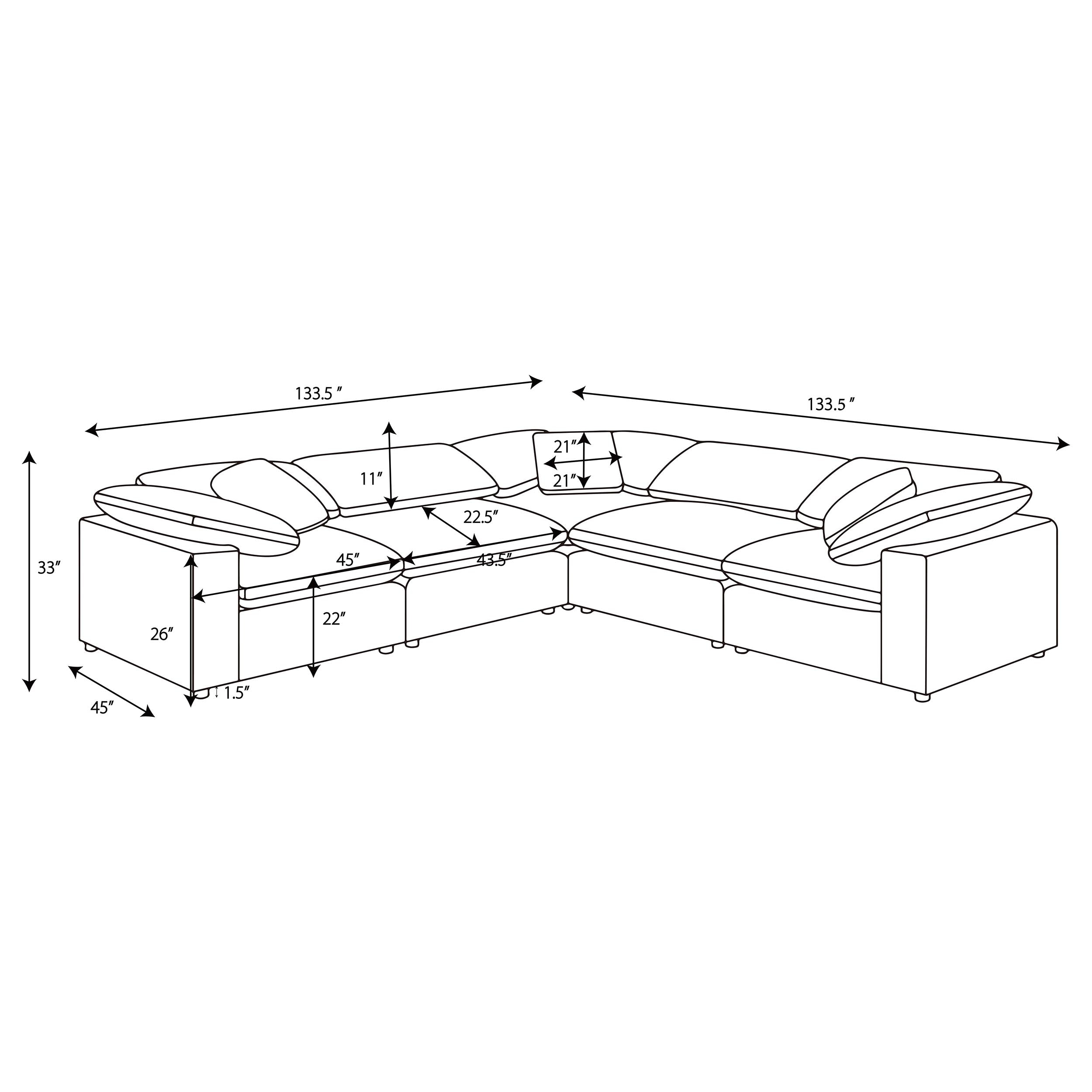 Raleigh 5-piece Boucle Upholstered Modular Sectional Grey — view 17