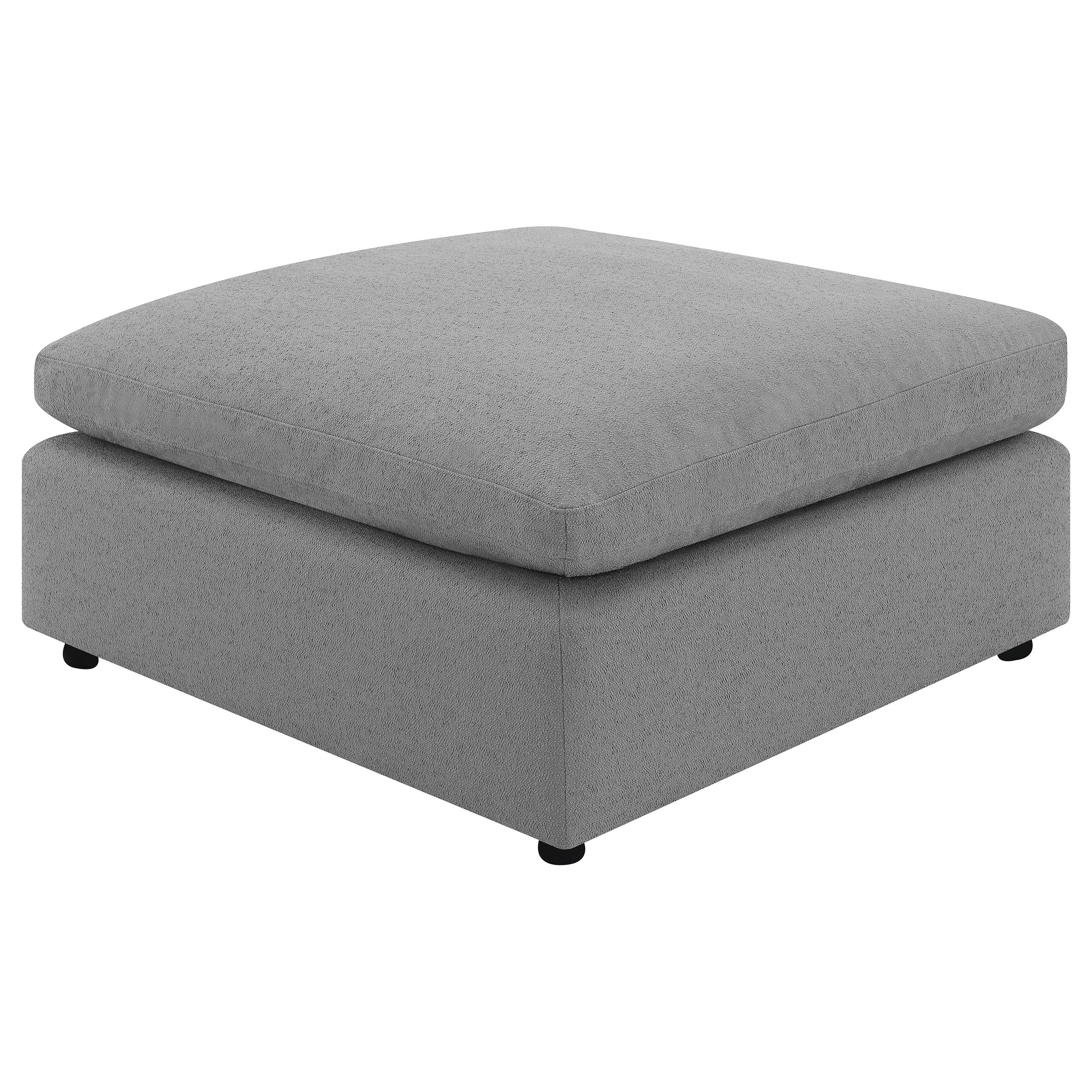 Raleigh Boucle Upholstered Ottoman Grey — view 4