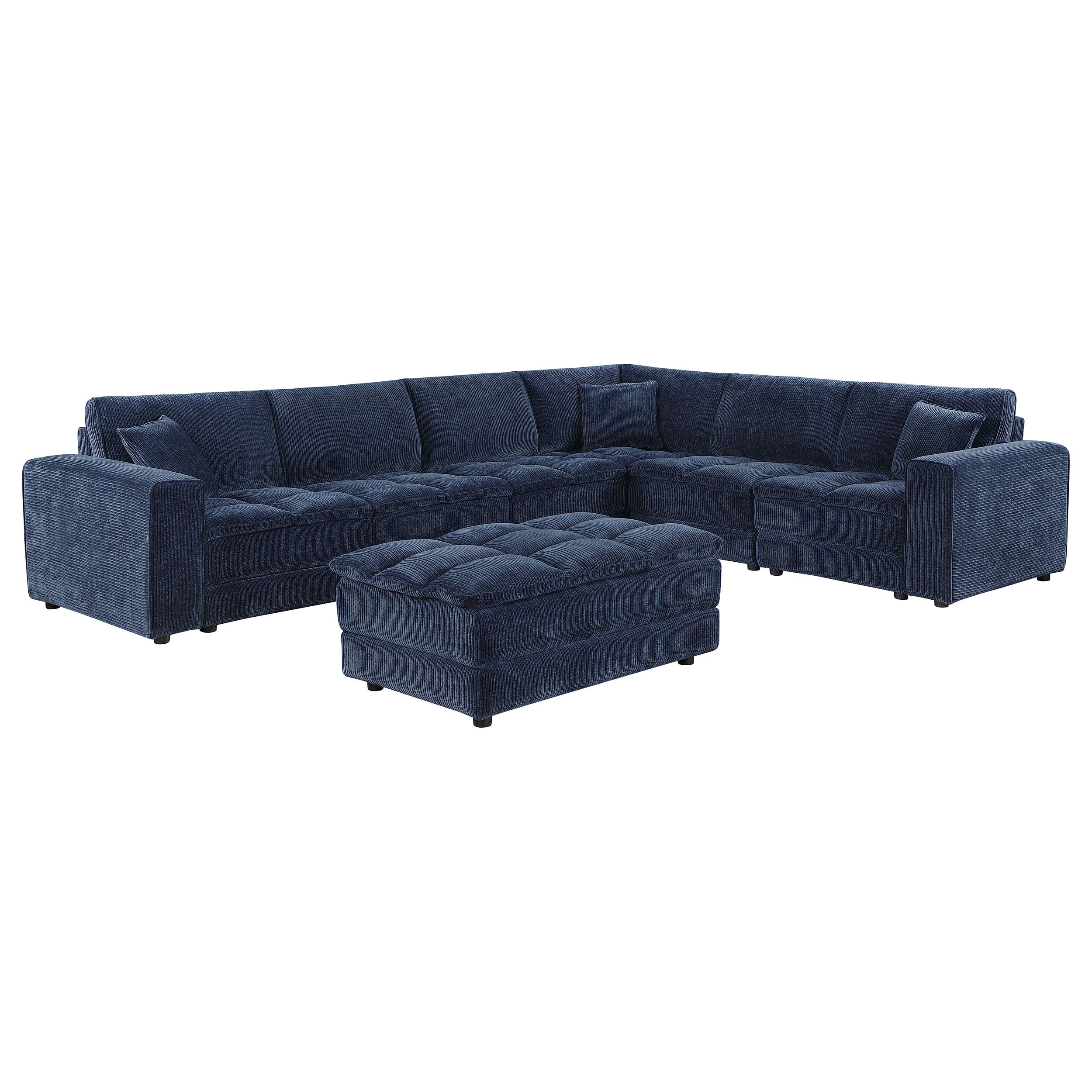 Atlantic 7-piece Upholstered Modular Sectional Sofa Blue — view 2
