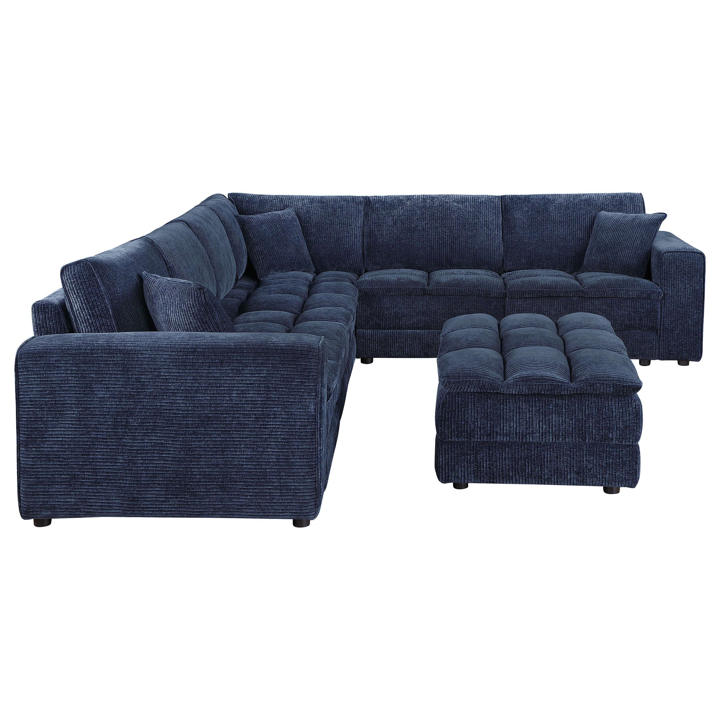 Atlantic 7-piece Upholstered Modular Sectional Sofa Blue — view 5