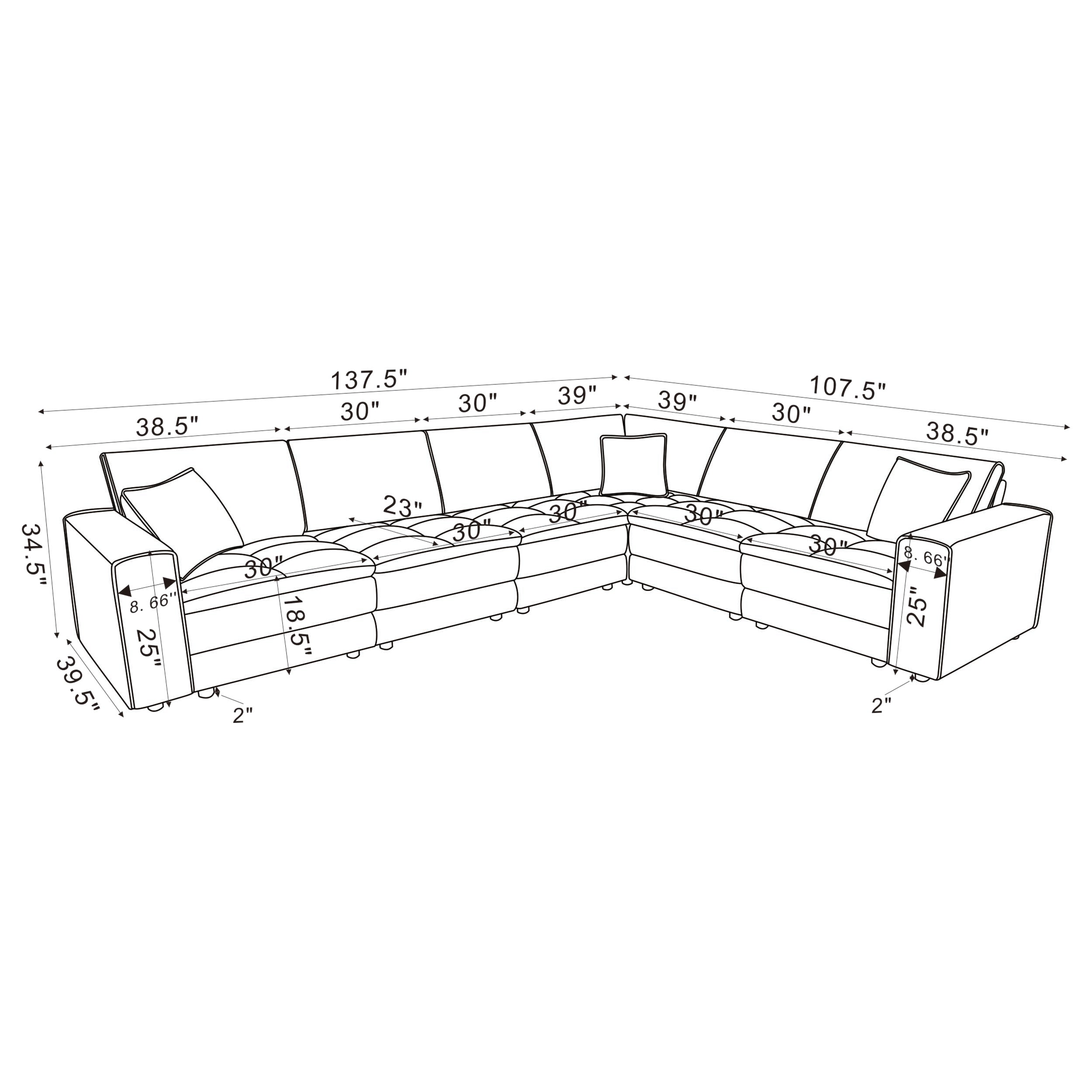 Atlantic 6-piece Upholstered Modular Sectional Sofa Blue — view 11