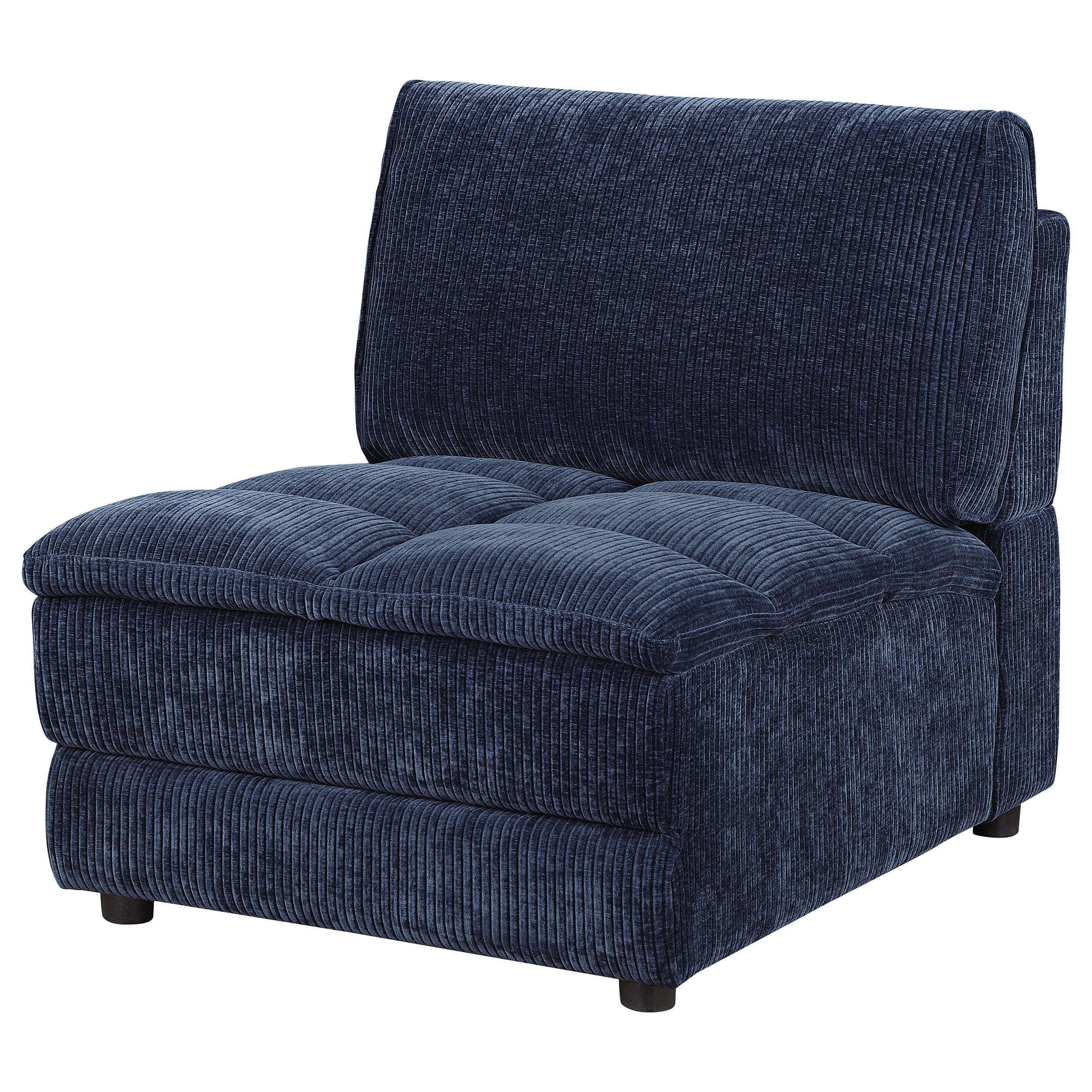 Atlantic Corduroy Upholstered Armless Chair Blue — view 3