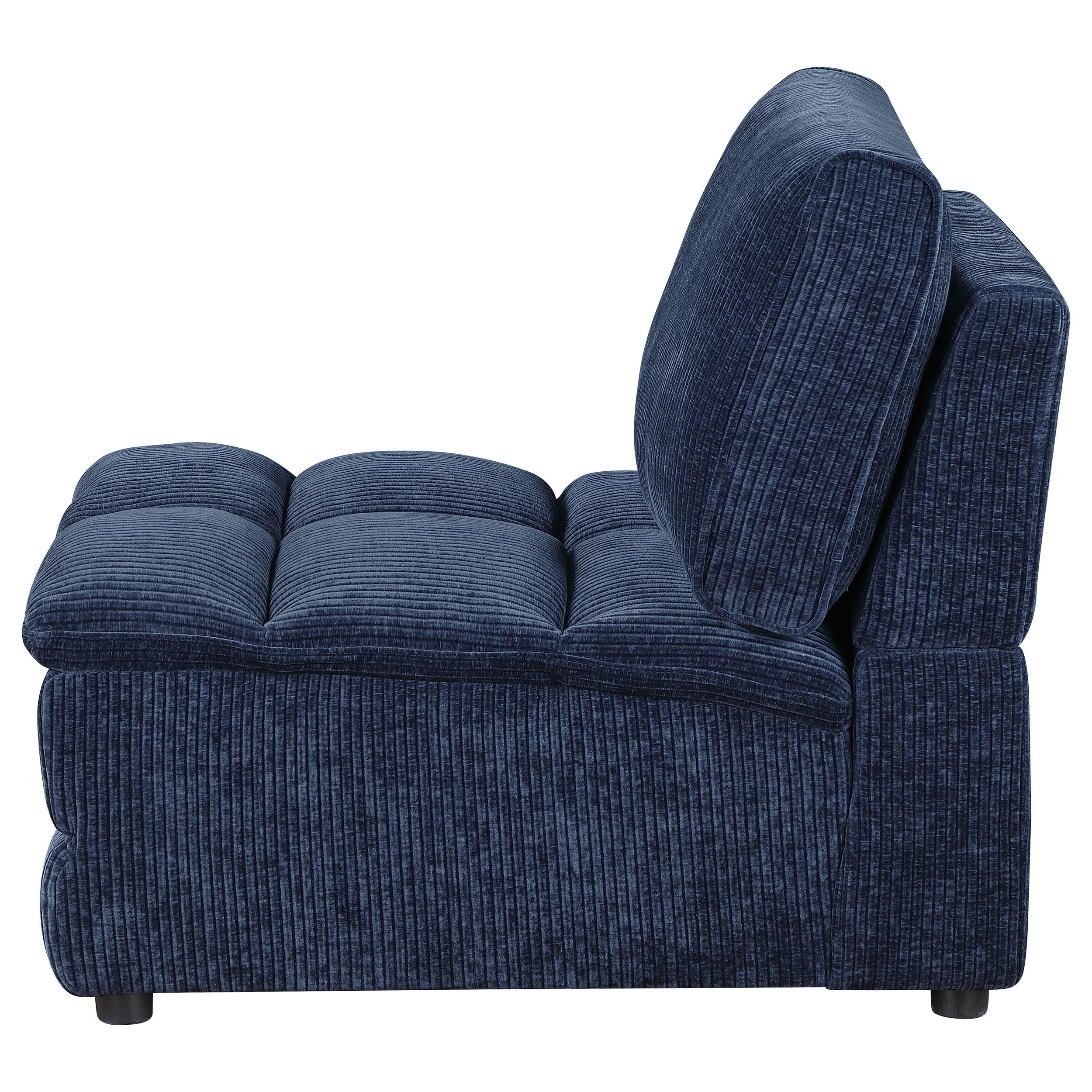 Atlantic Corduroy Upholstered Armless Chair Blue — view 4
