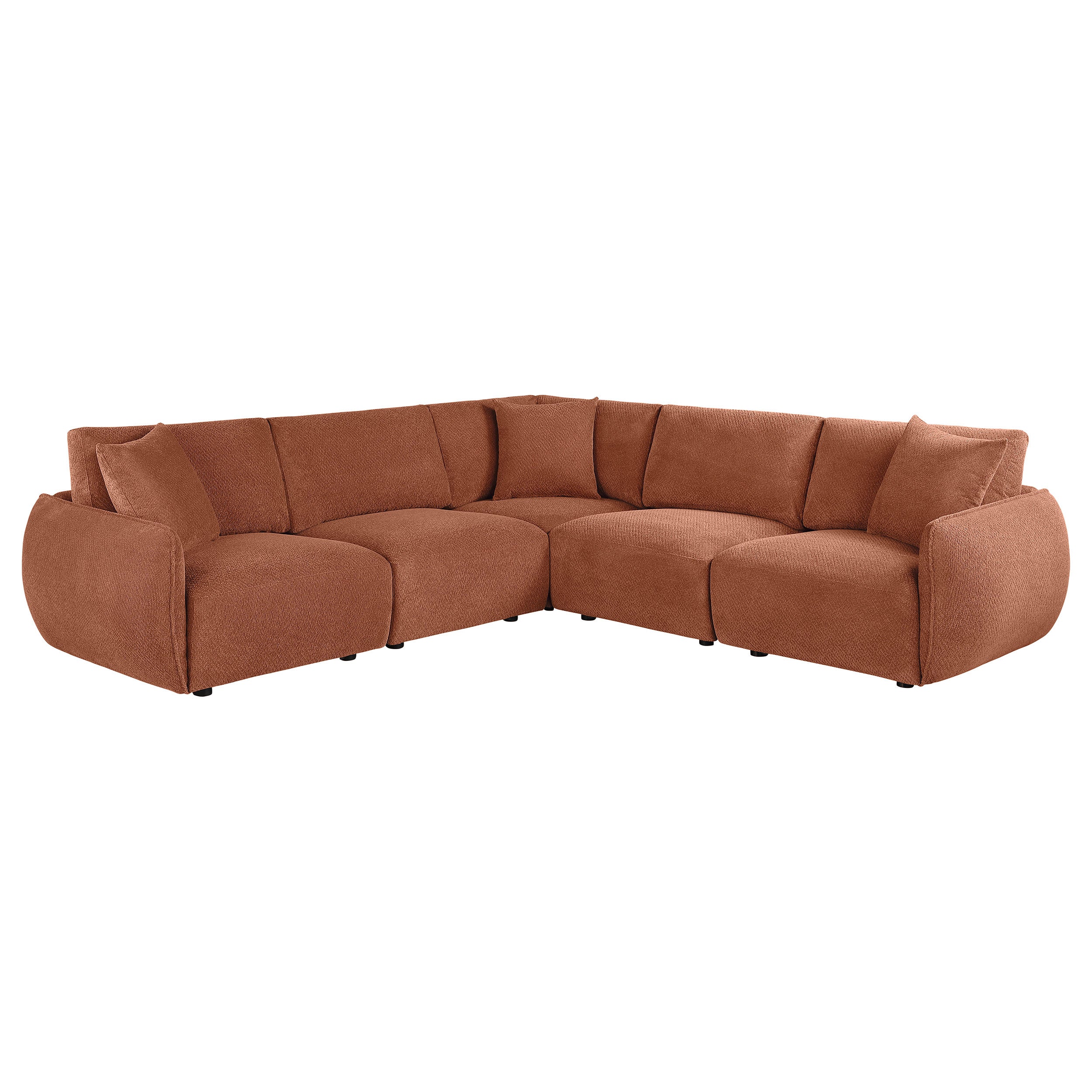 Elysia 5-piece Chenille Upholstered Modular Sectional Sofa Coral — view 1