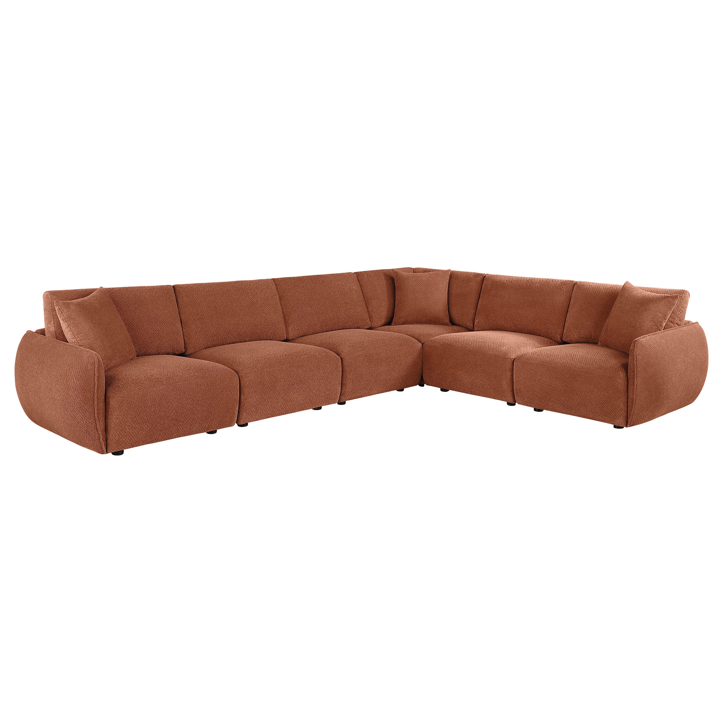 Elysia 6-piece Chenille Upholstered Modular Sectional Sofa Coral — view 1