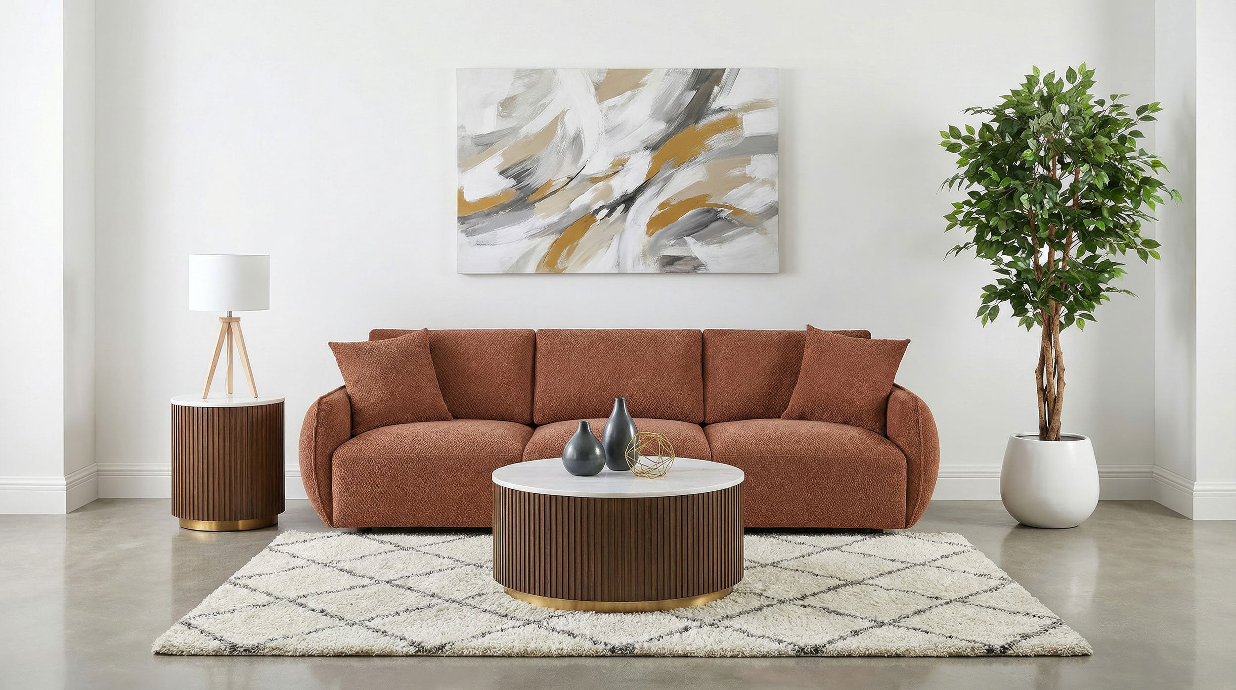 Elysia Chenille Upholstered Modular Lounge Sofa Coral — view 2