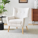 Ergonomic Accent Chair With Button Tufted Design And Rubber Wood Legs - Almond