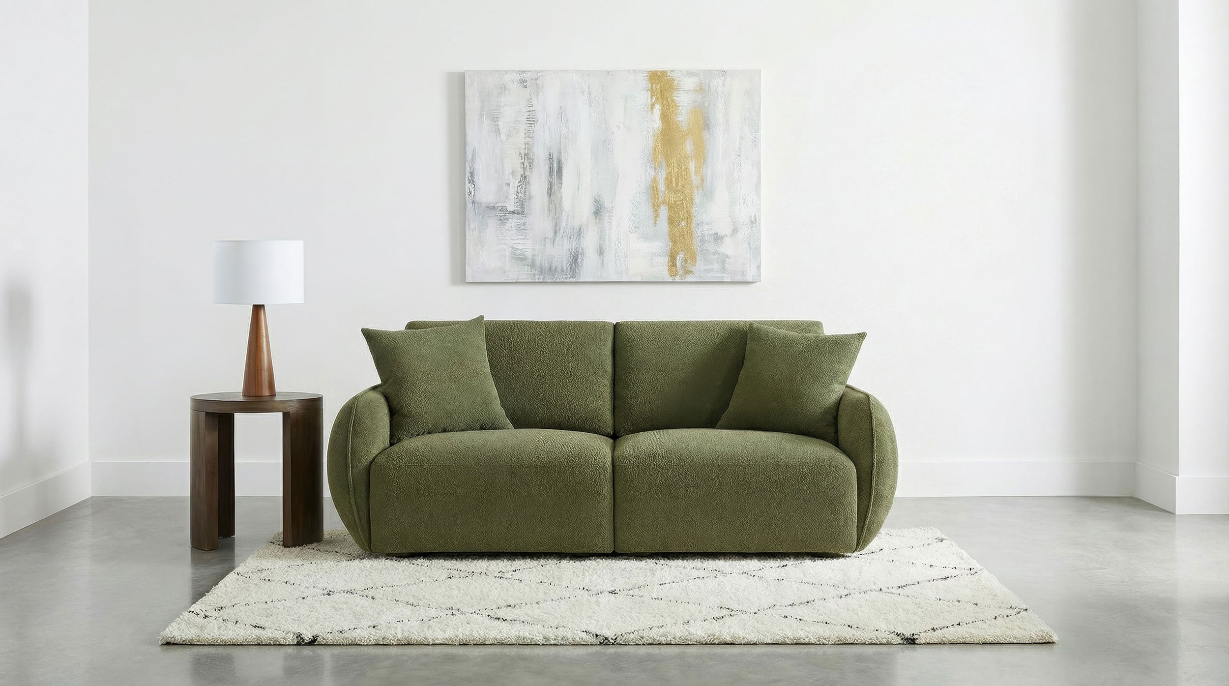 Elysia Chenille Upholstered Modular Lounge Loveseat Green — view 2